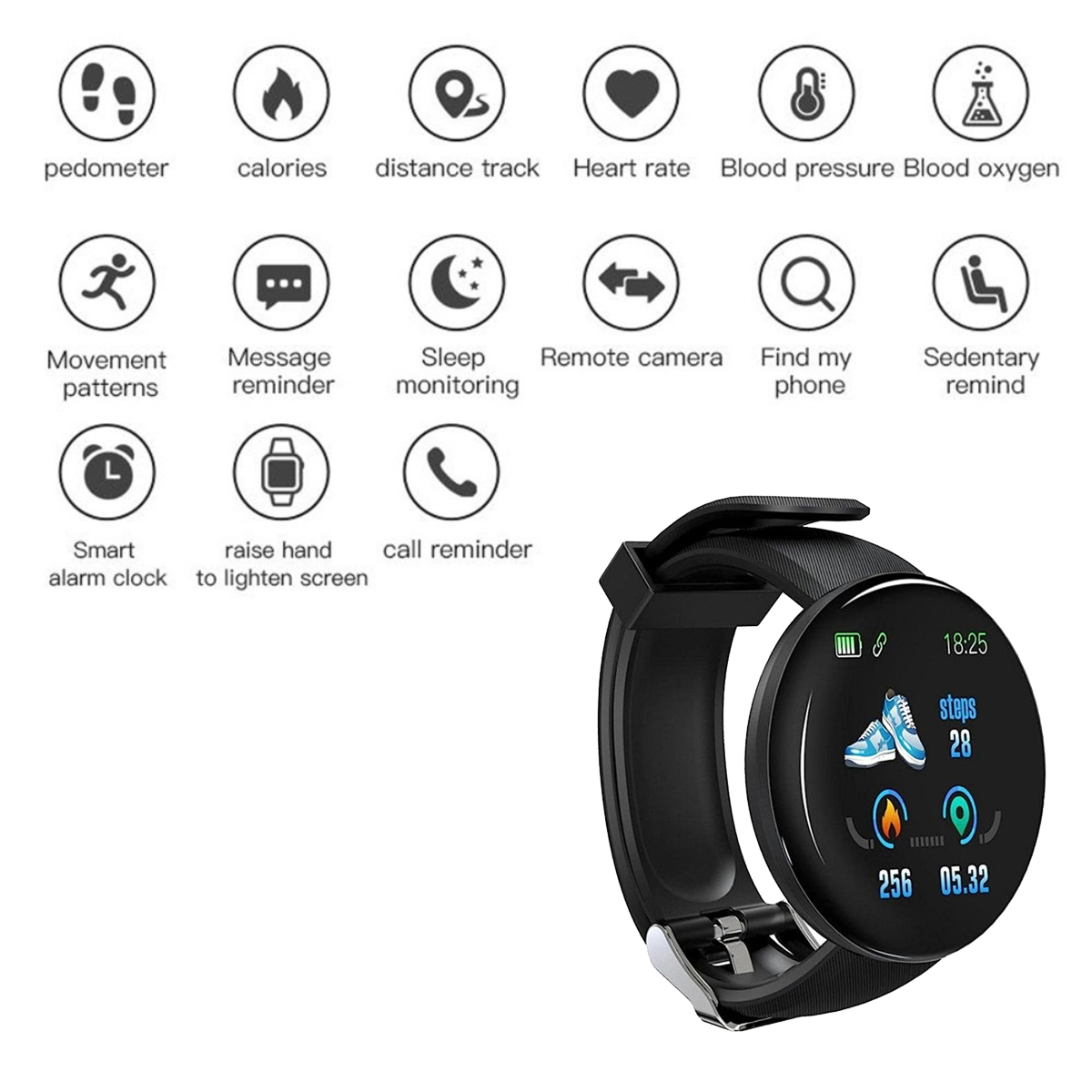Reloj Smartwatch Klack Kd18 Con Frecuencia Cardíaca, Presión