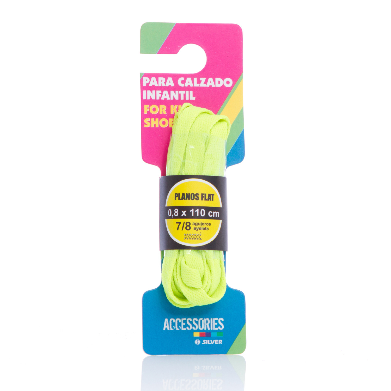 Silver Cordones planos en color amarillo para zapatos talla T.U.
