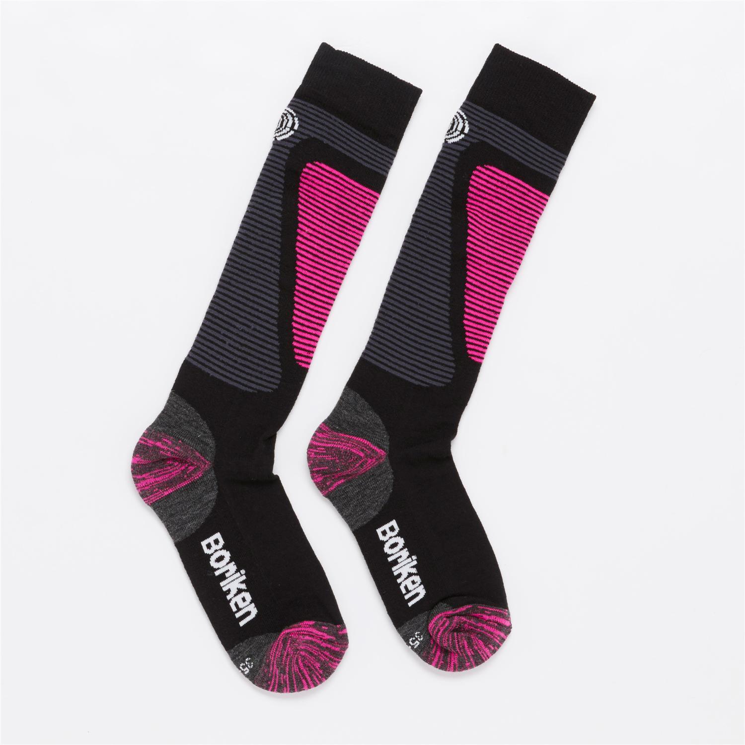 Calcetines Nieve Boriken Wool Negro Fucsia Mujer talla M