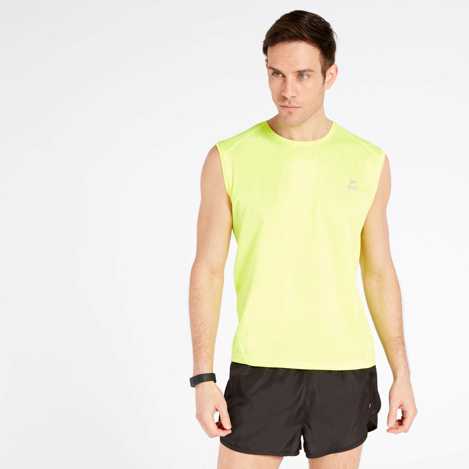 Camiseta Running Ipso Basic - Amarillo Fluor - Camiseta hombre talla S