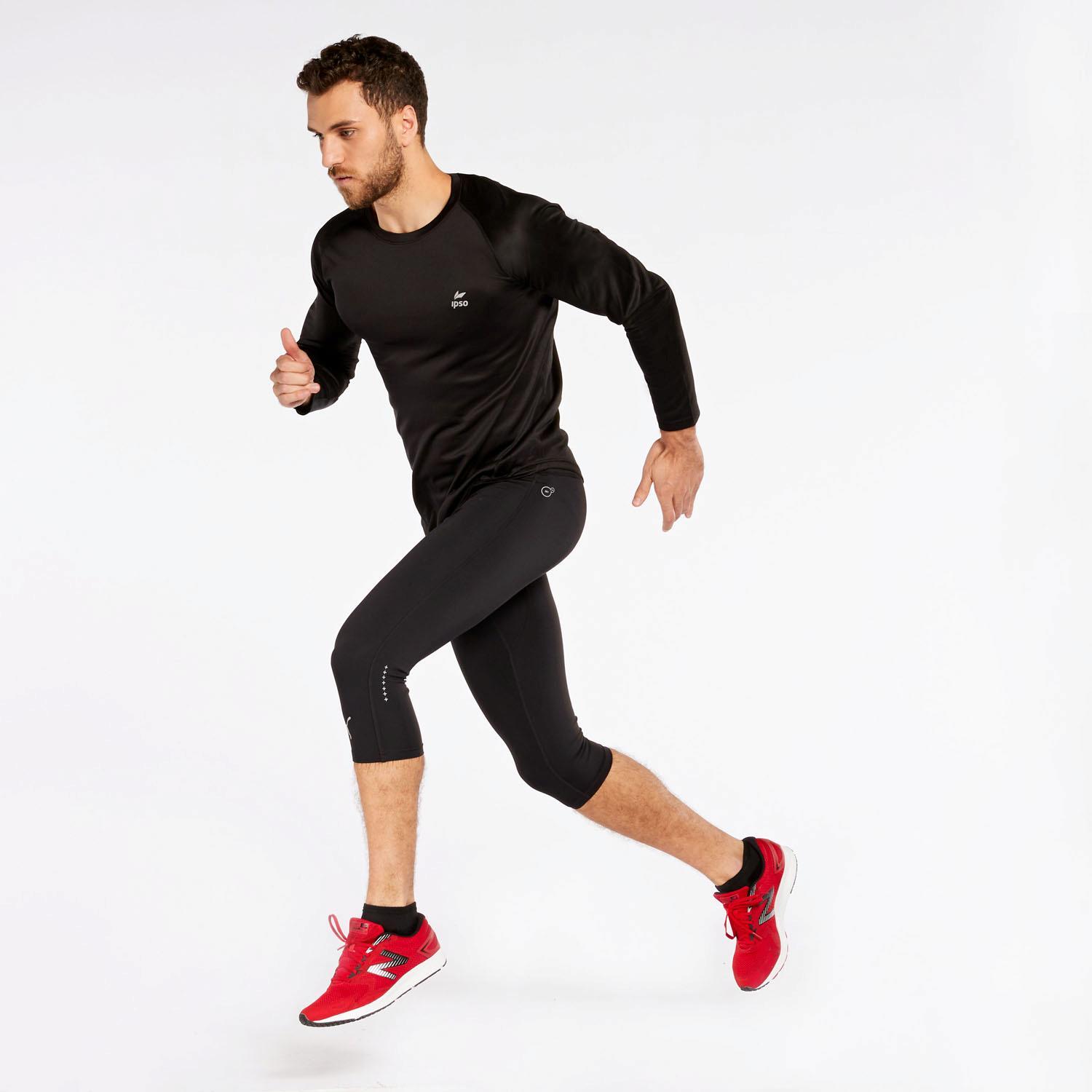 Camiseta Manga Larga Running Ipso - Negro - Camiseta Hombre talla S