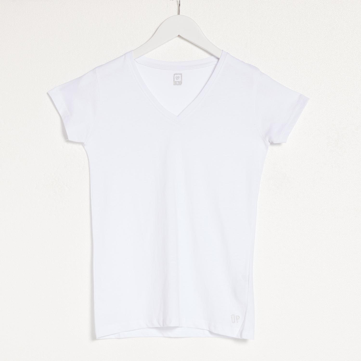Camiseta Up Basic - Blanca - Camiseta Pico Mujer talla S
