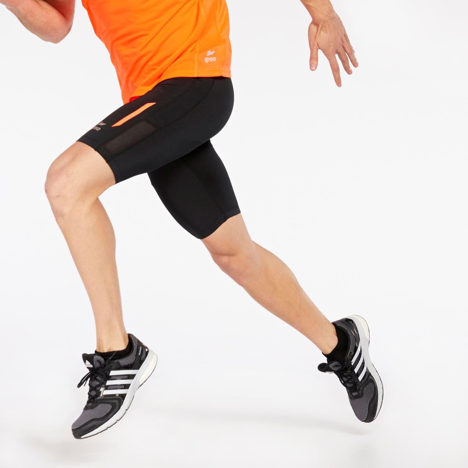 Malla Running Ipso - Negro-Naranja - Malla Corta Hombre talla S