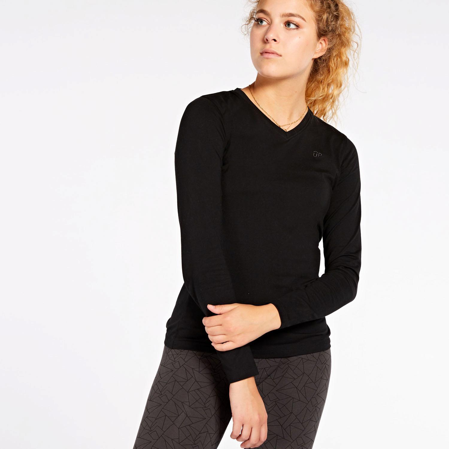 Camiseta Manga Larga Up Basic - Negro - Camiseta Mujer talla S
