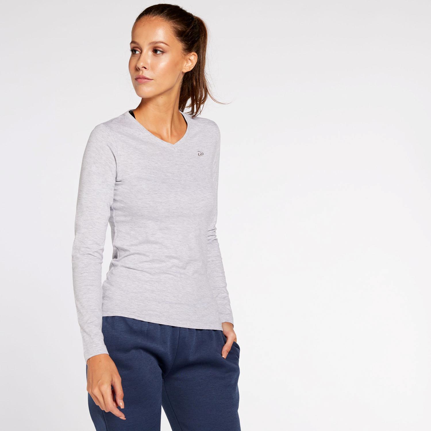 Camiseta Manga Larga Up Basic - Gris - Camiseta Mujer talla S