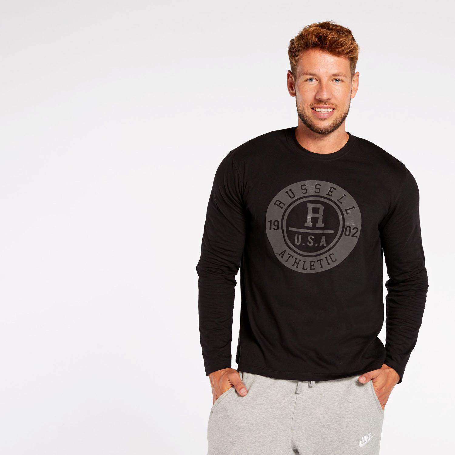 Russell Athletic Negro Camiseta Manga Larga Hombre talla S