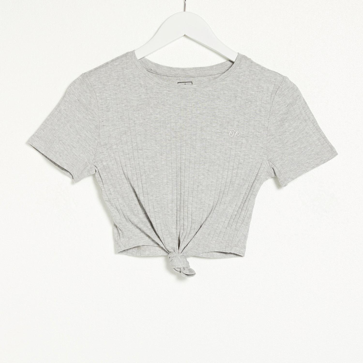 T-shirt Crop  Basic - Cinza - T-shirt Canelada Mulher tamanho S