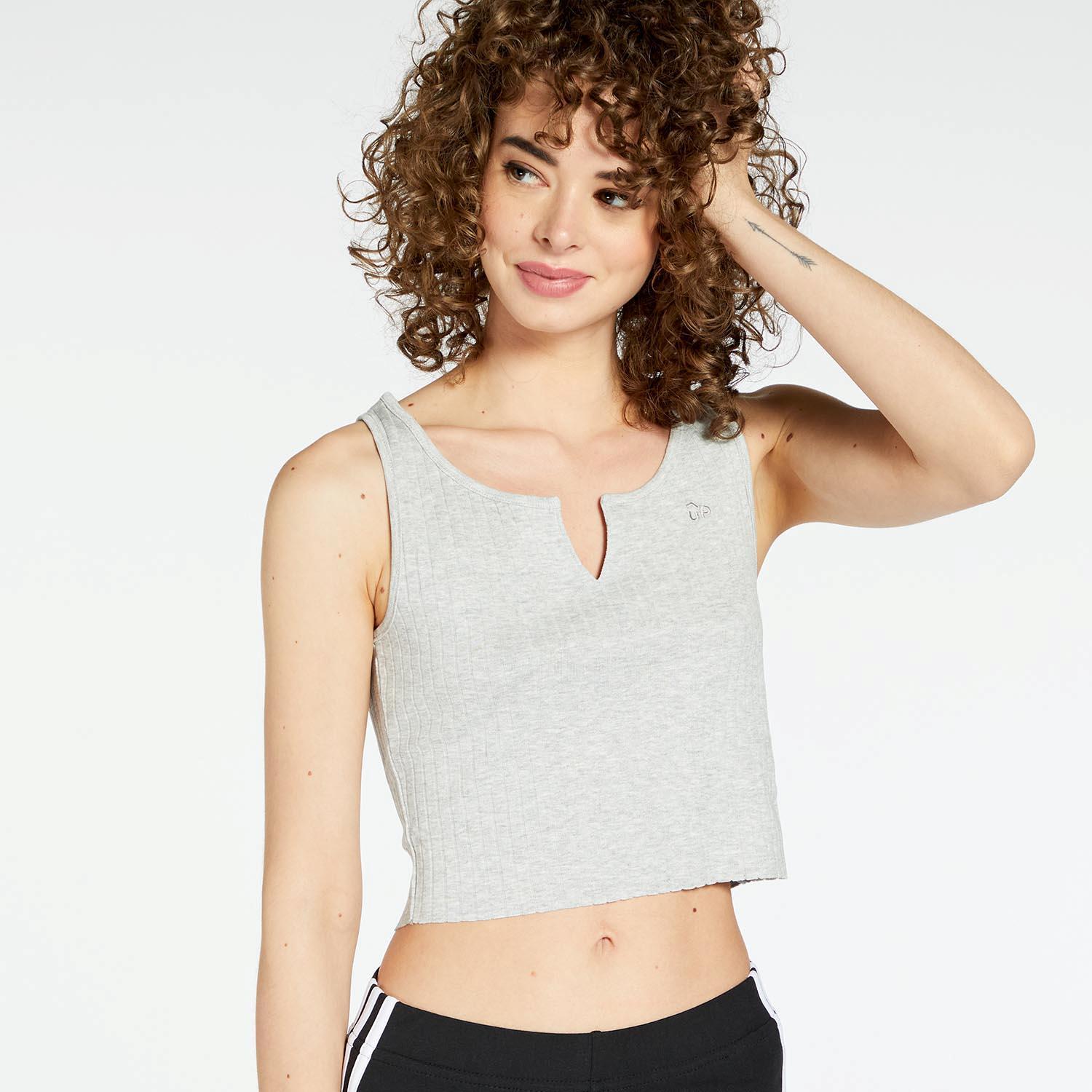 Basic Sra Camiseta Tir.fin Crop Canale - GRIS sports taille L