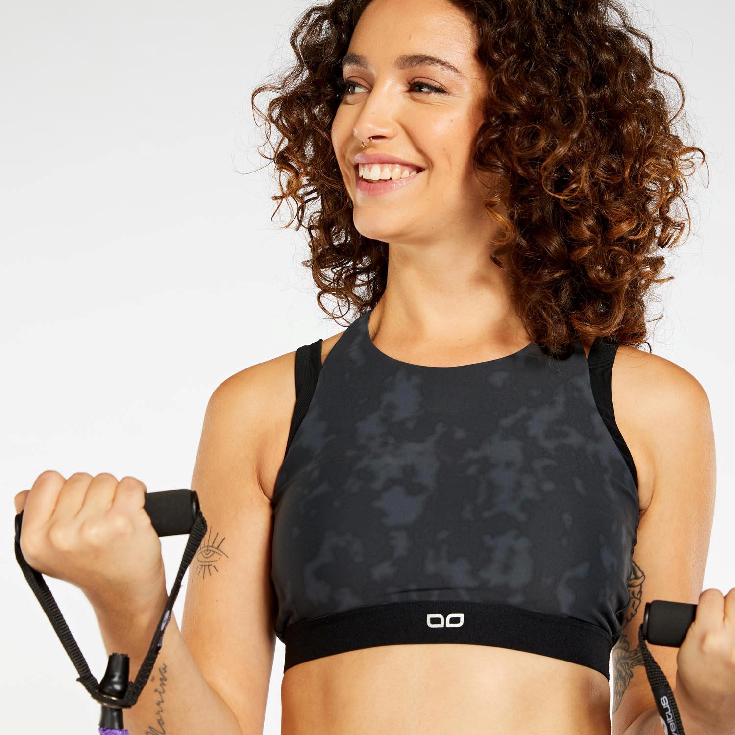 Sujetador Deporivo Doone - Negro - Top Fitness Mujer talla L