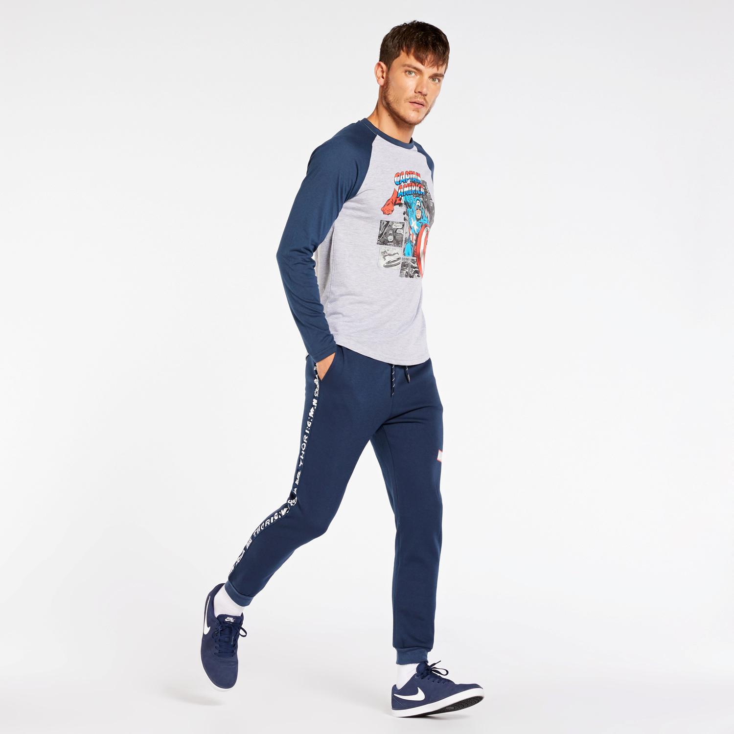 Camiseta Capitán América Manga Larga - Camiseta Hombre talla 2XL