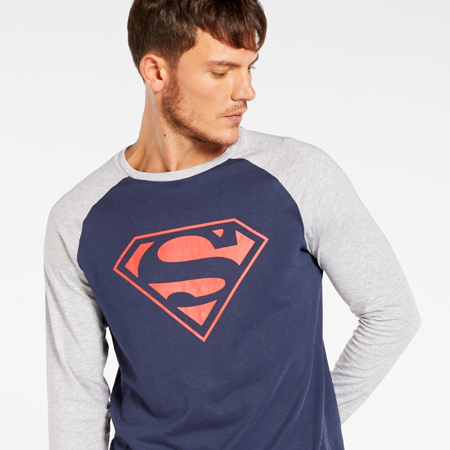 Camiseta Superman - Gris - Camiseta Manga Larga Hombre talla 2XL