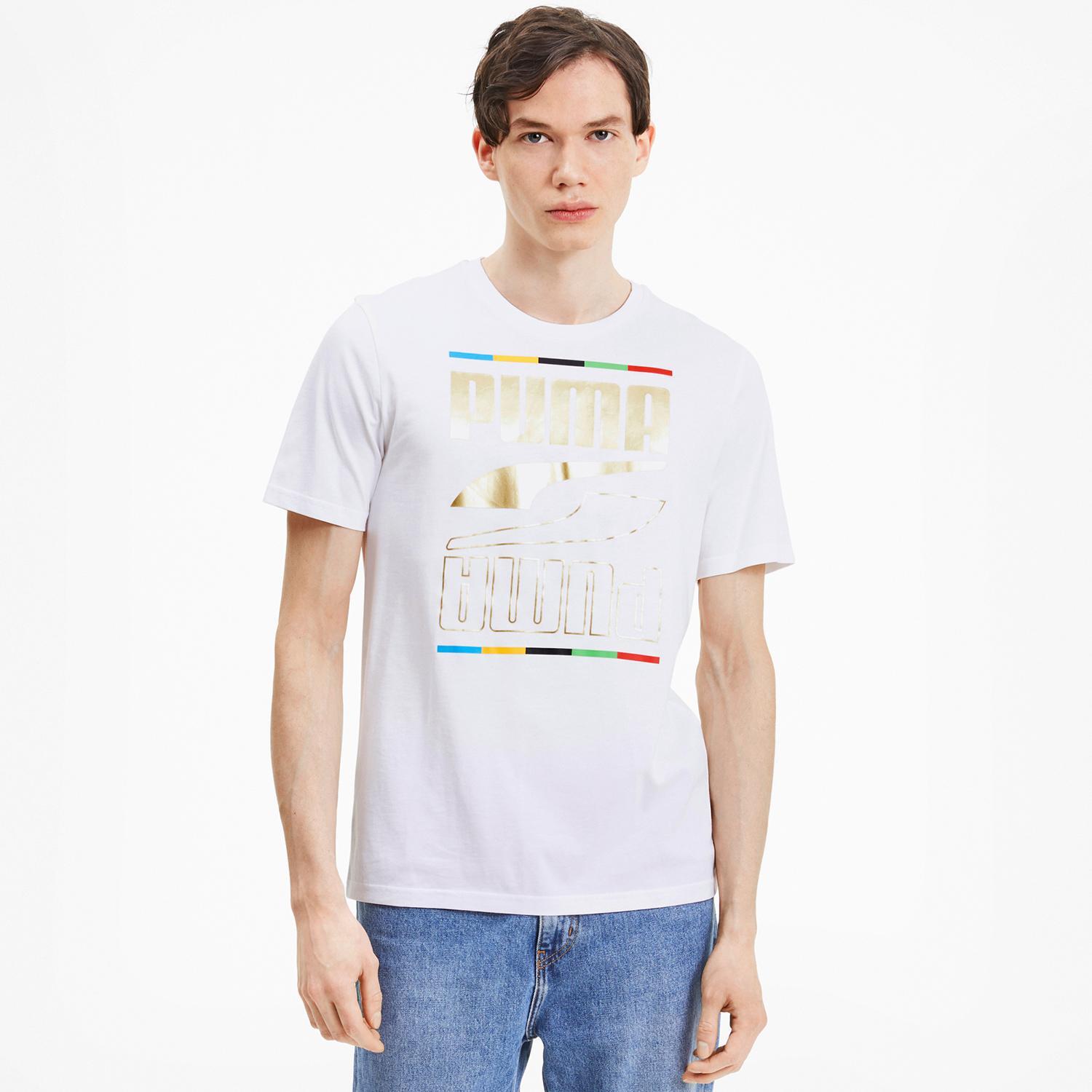 Puma Rebel Gold - Blanco - Camiseta Hombre talla S