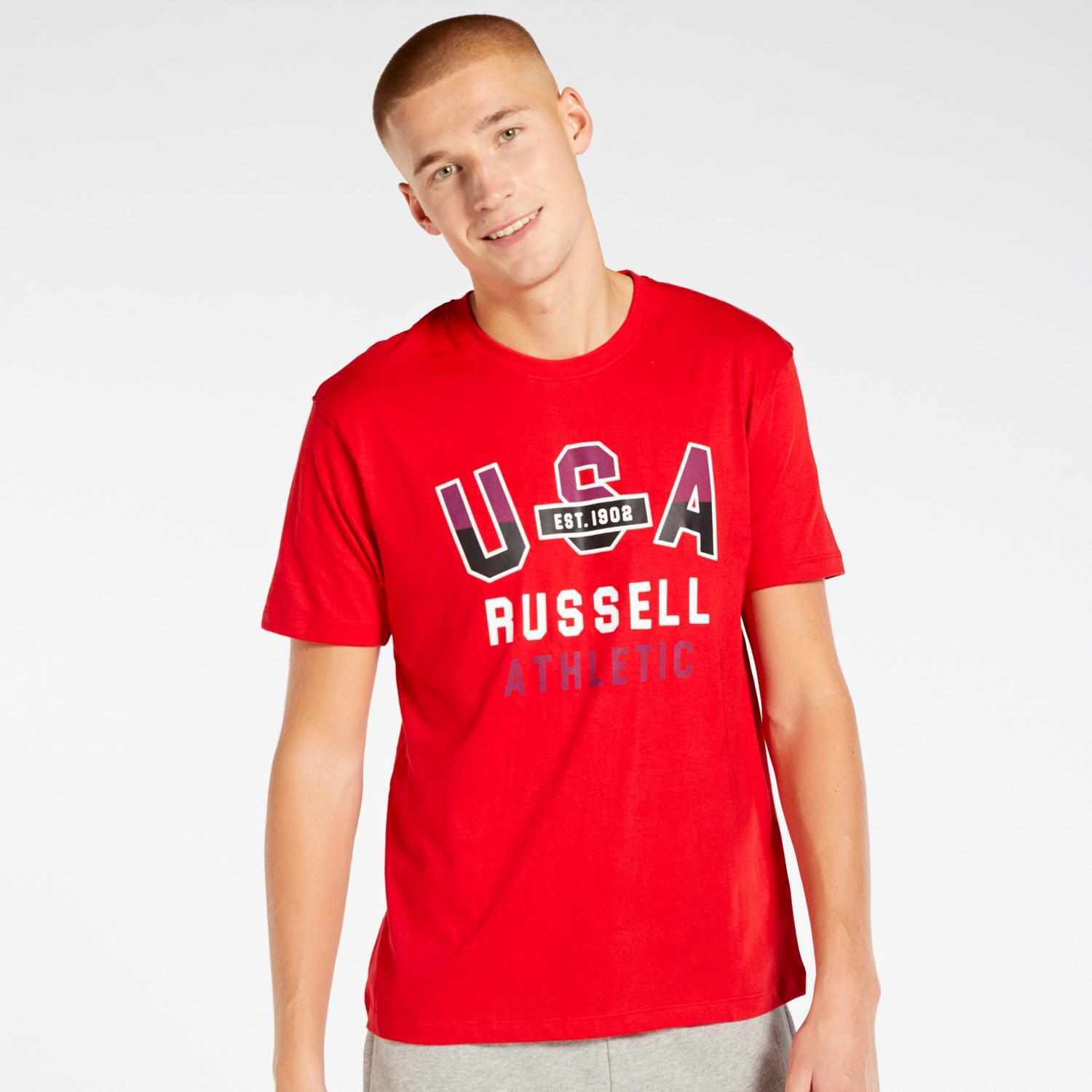 Russell Athletic Logo - Rojo - Camiseta Hombre talla S
