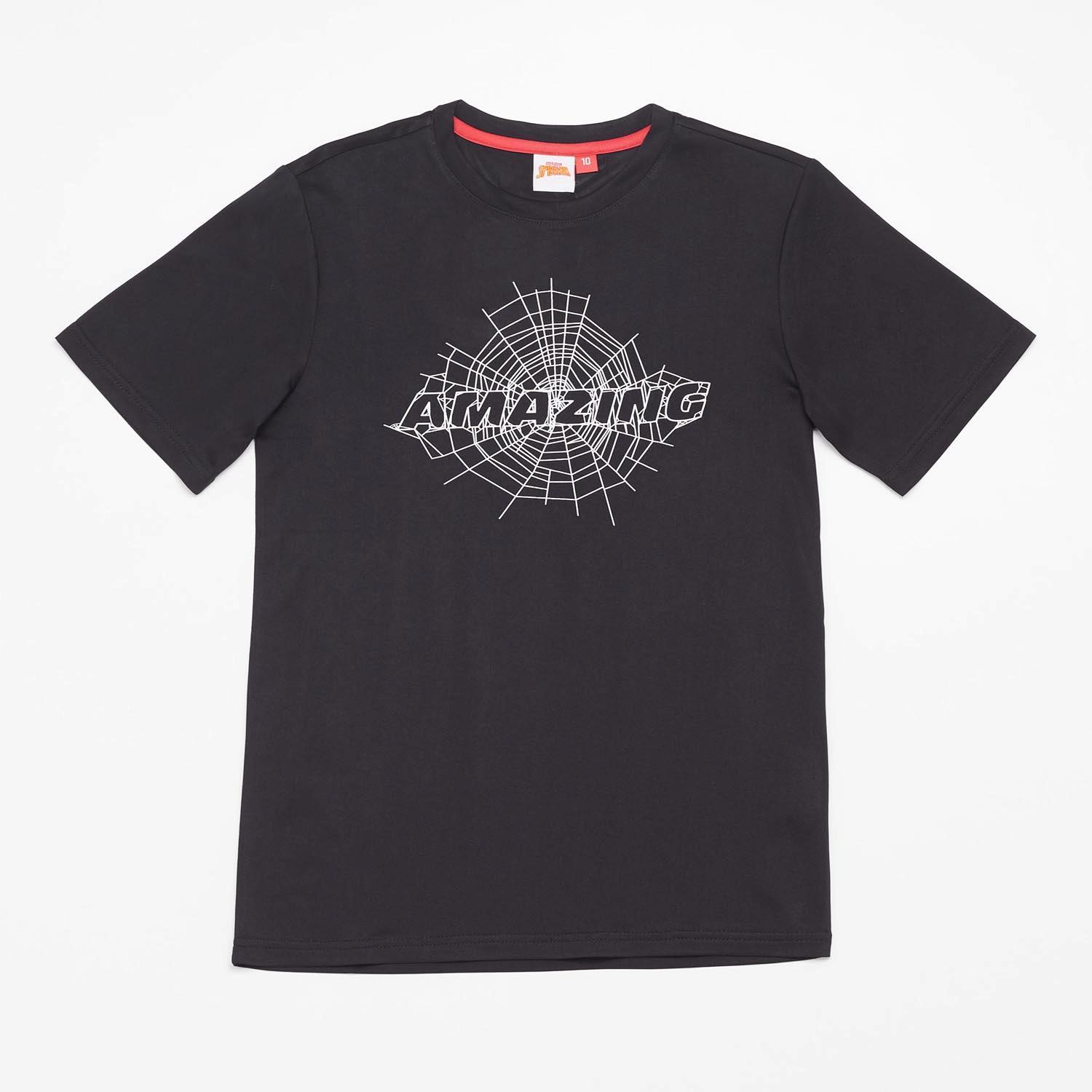 Camiseta Tenis Spiderman - Negro - Camiseta Chico Marvel talla 14