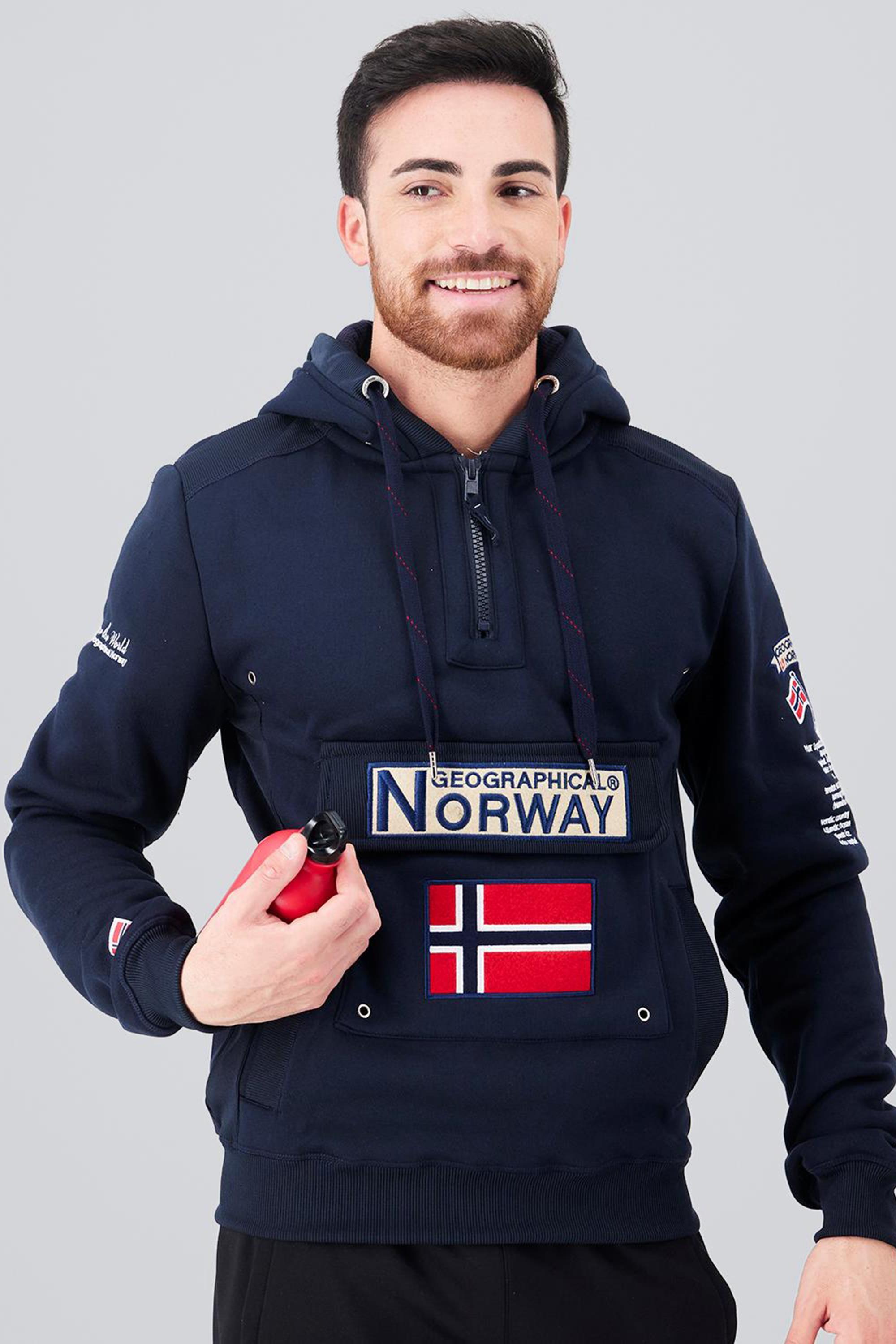 Geographical Norway Sweat à Capuche Pour Homme à Manches Longues Modèle