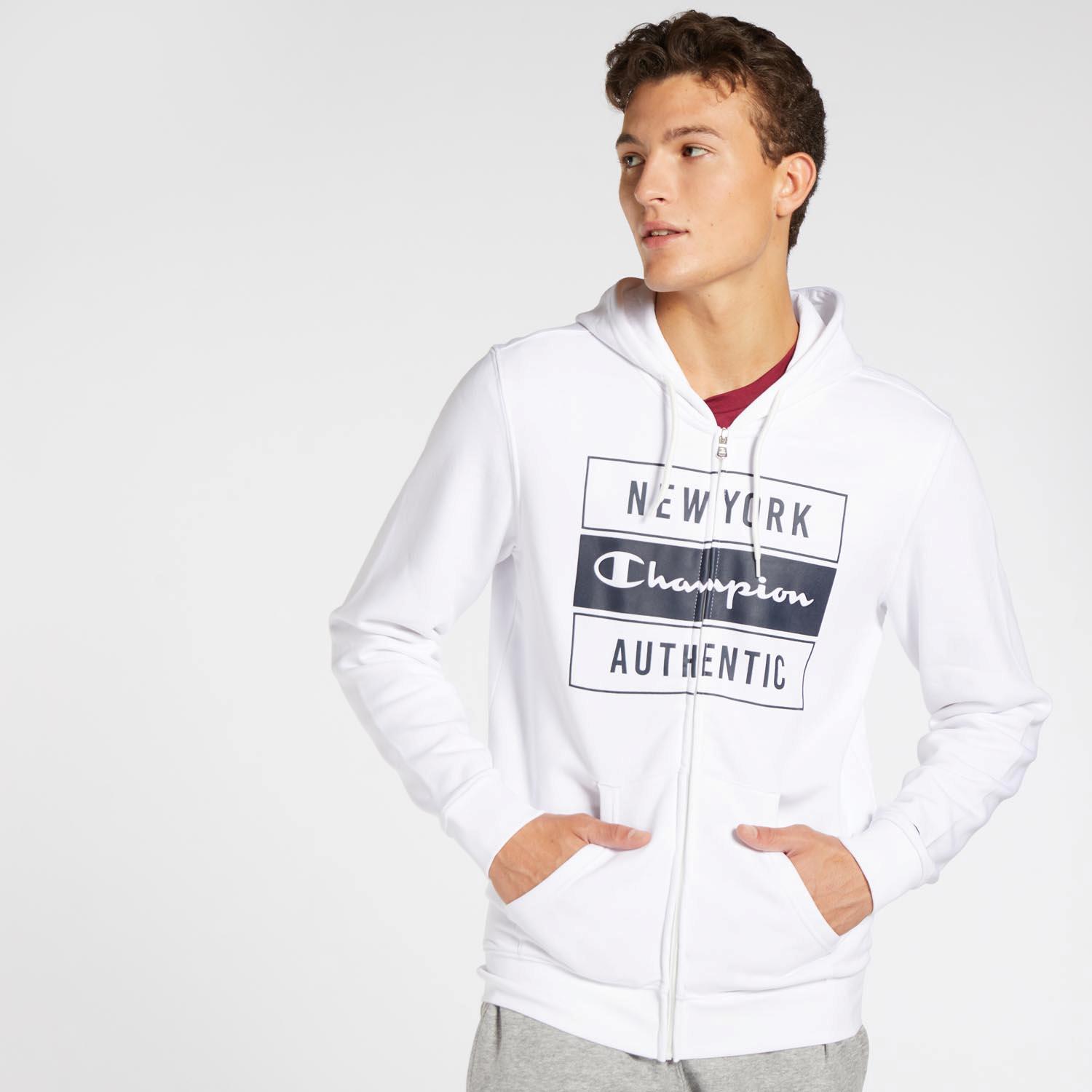 Champion New York - Blanco - Sudadera Capucha Hombre | Sprinter