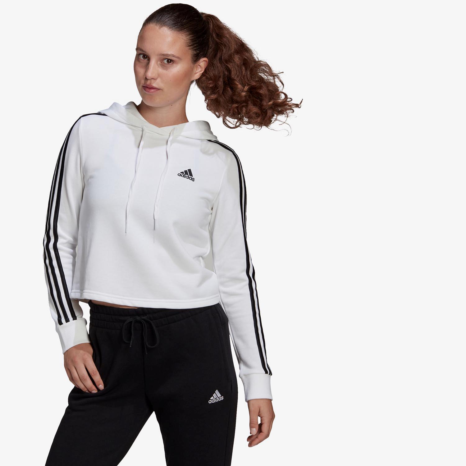 adidas Essentials Cropped - Blanc - Sweat-shirt Capuche Femme sports taille XL