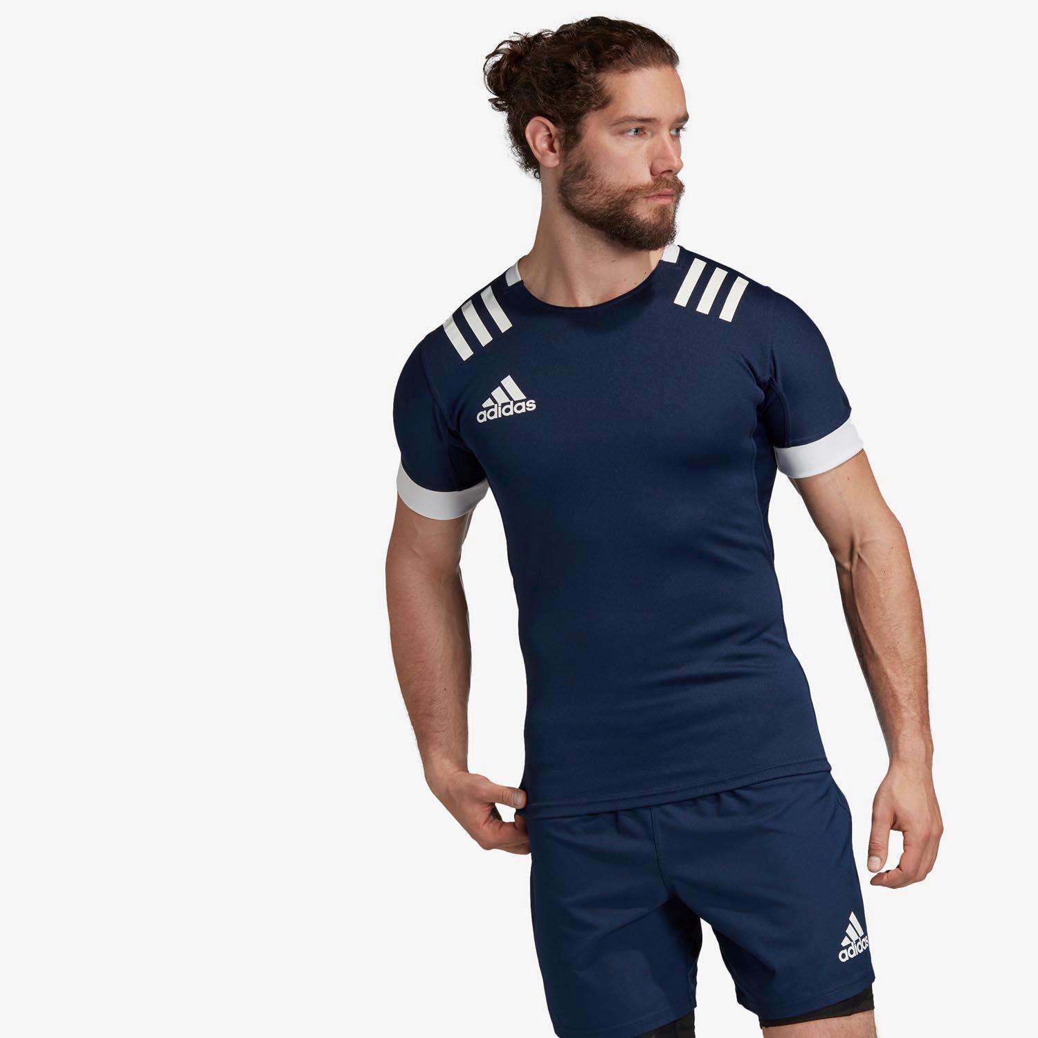 adidas 3 Stripes - Bleu marine - T-shirt Rugby Homme sports taille S