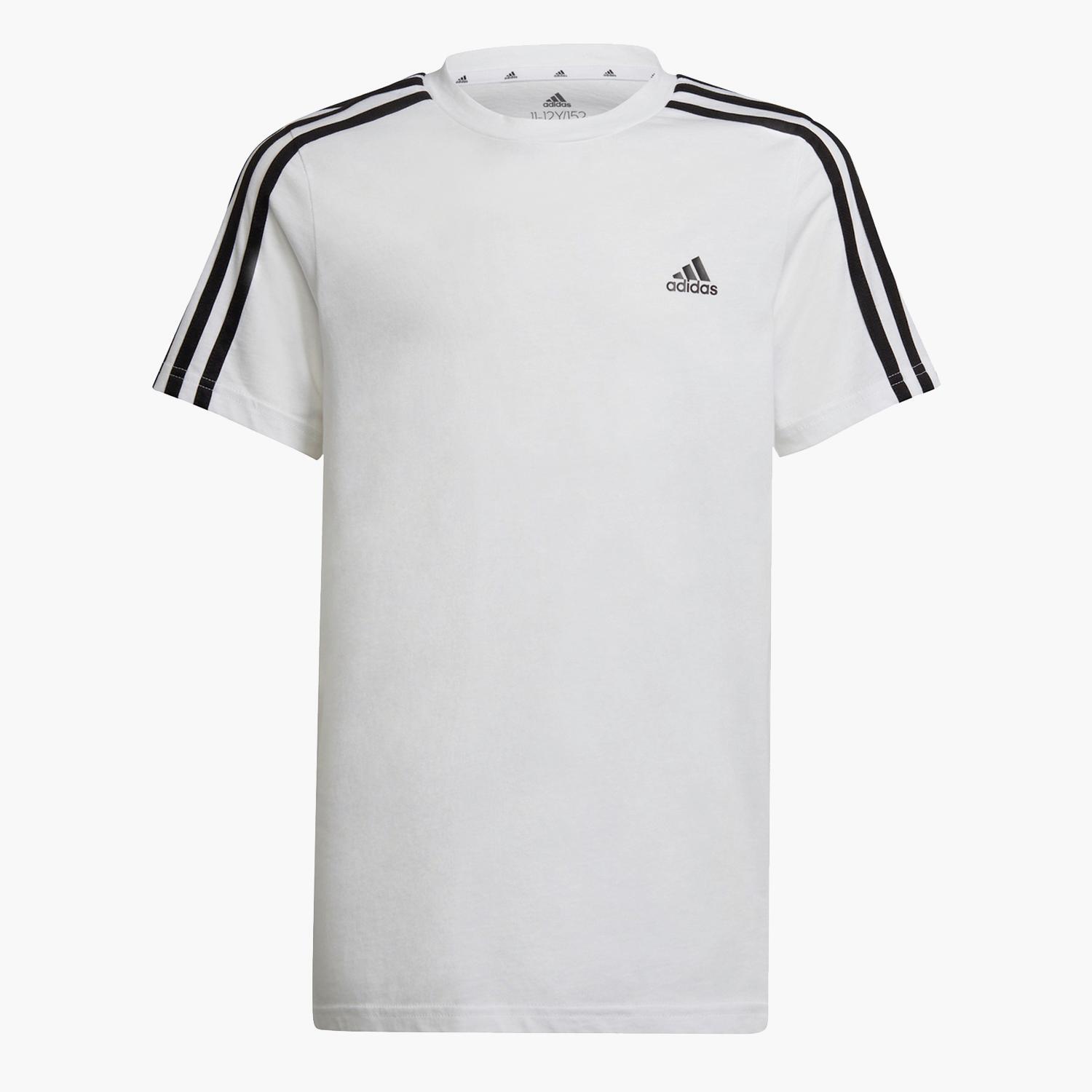 adidas 3 Bandes-Blanc-T-shirt Garçon sports taille 16