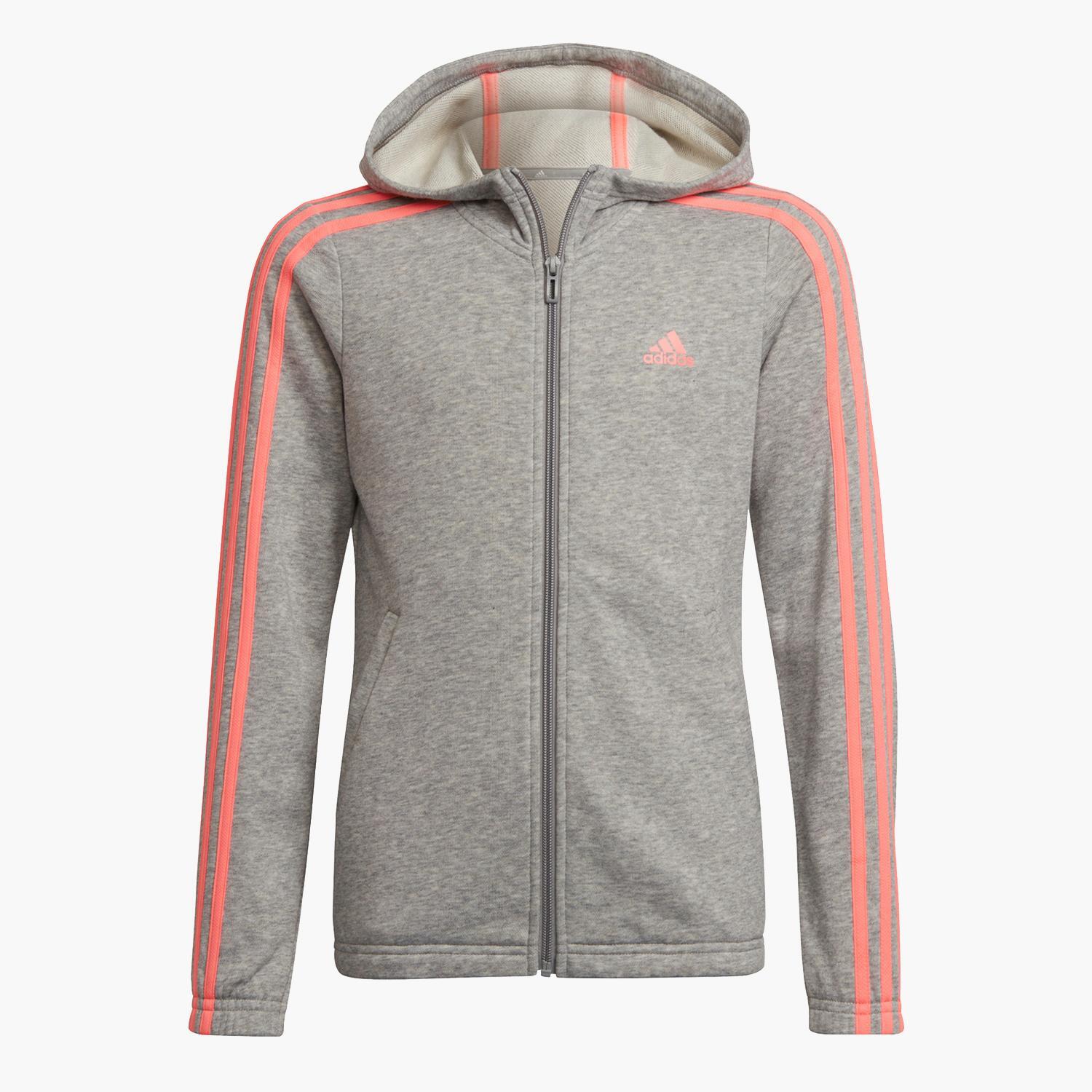 adidas 3 Stripes - Gris - Sweat Capuche Fille sports taille 12