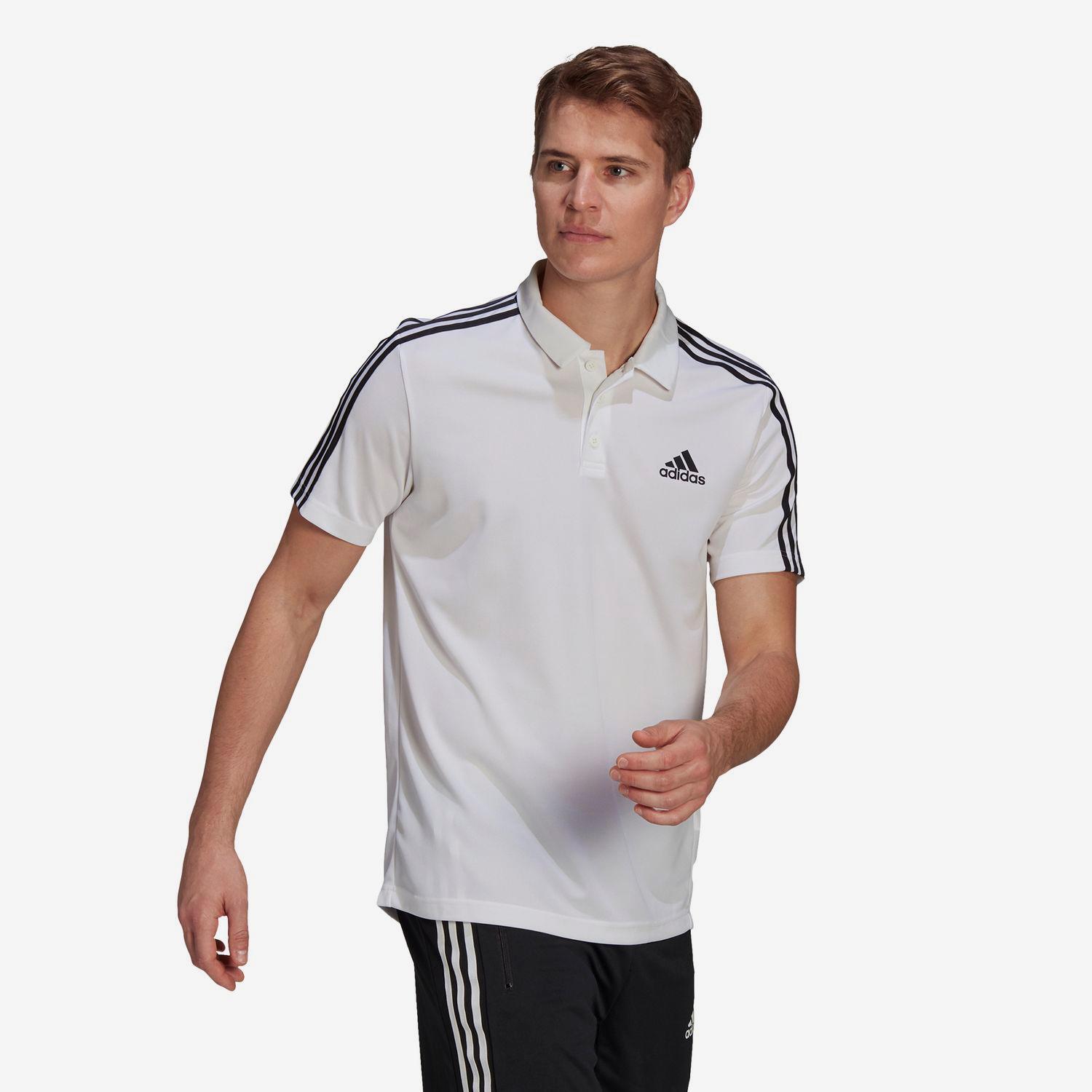adidas 3 Stripes - Blanc - Polo Tennis Homme sports taille M