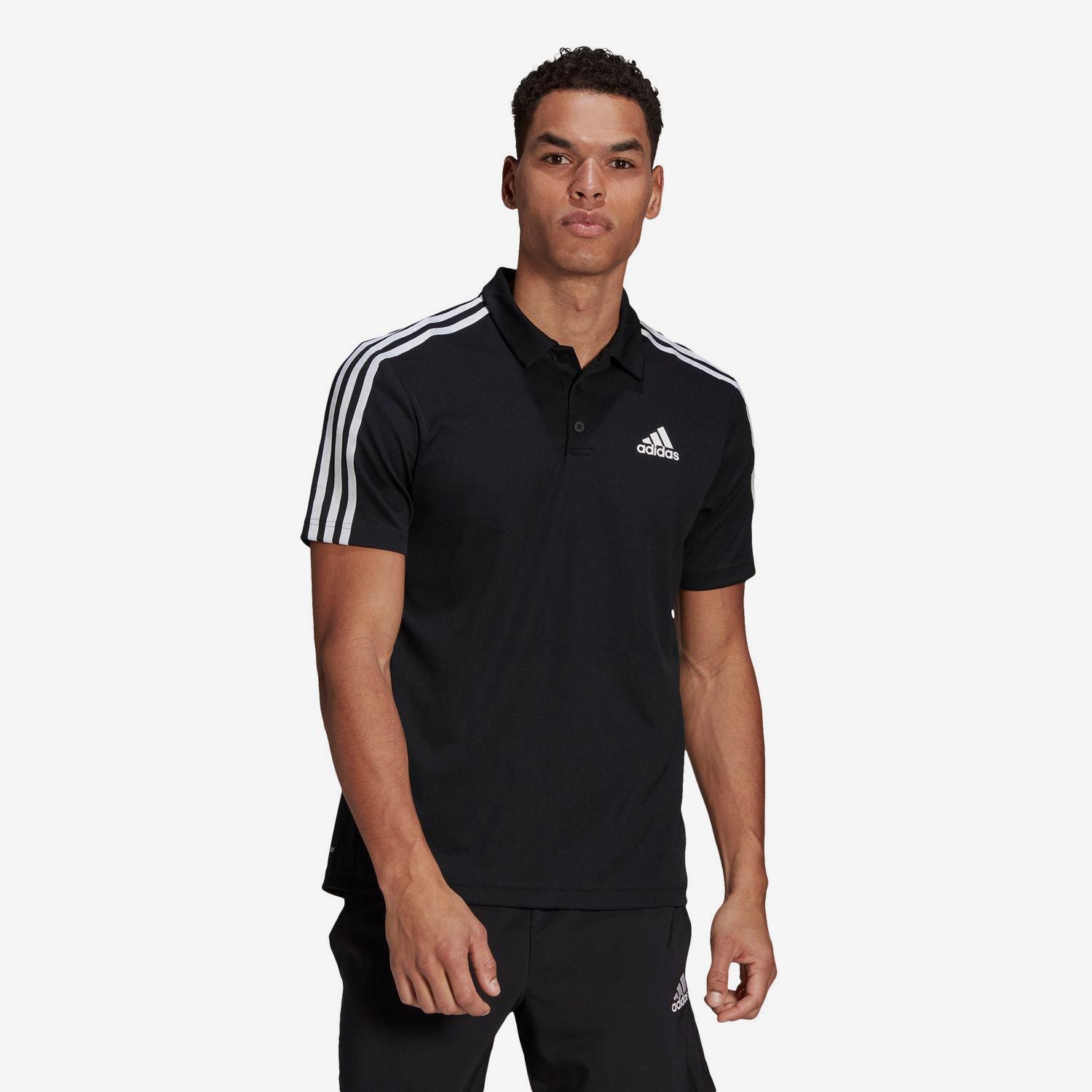 adidas 3 Stripes - Noir - Polo Tennis Homme sports taille S