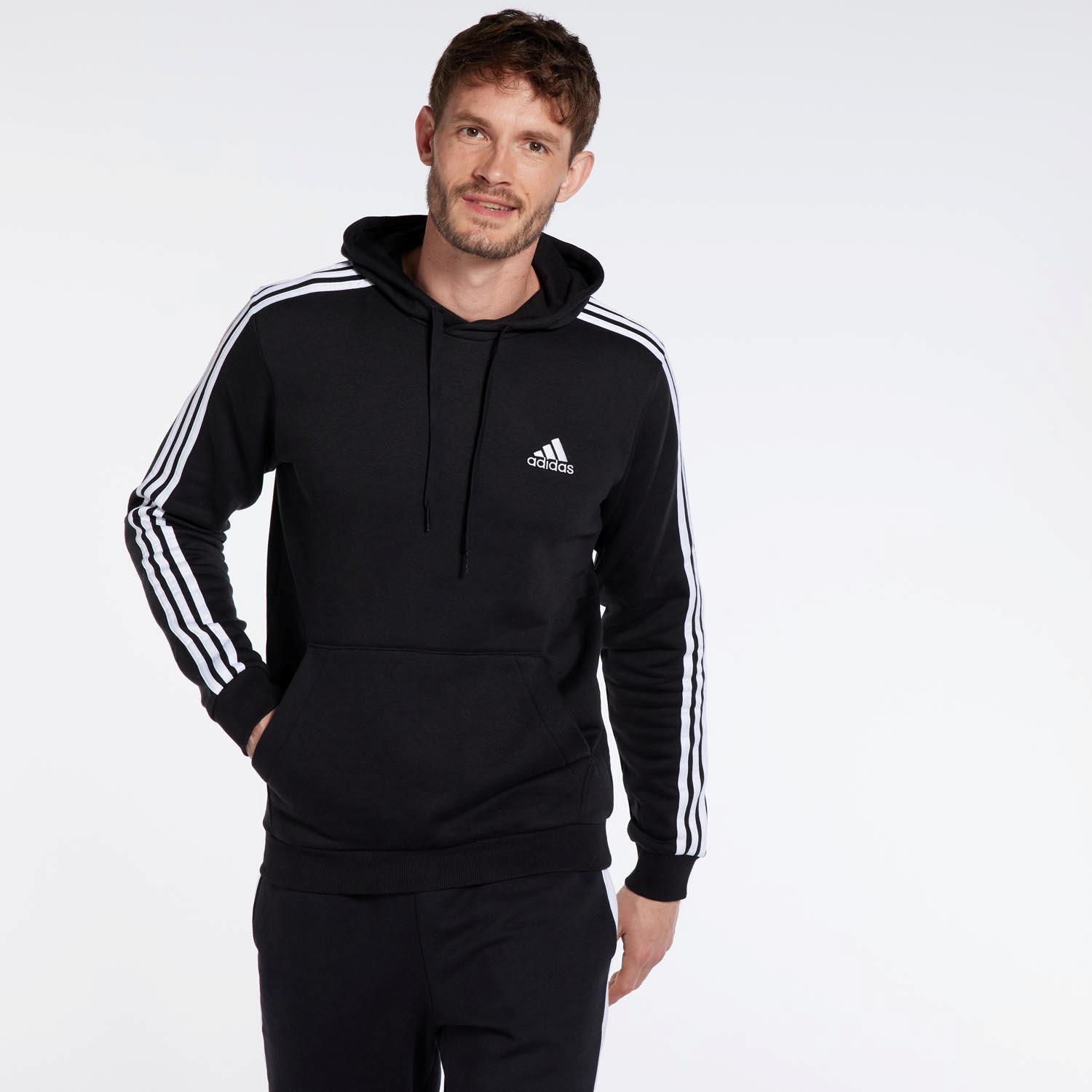 adidas 3 Stripes - Noir - Sweat-shirt Capuche Homme sports taille XL