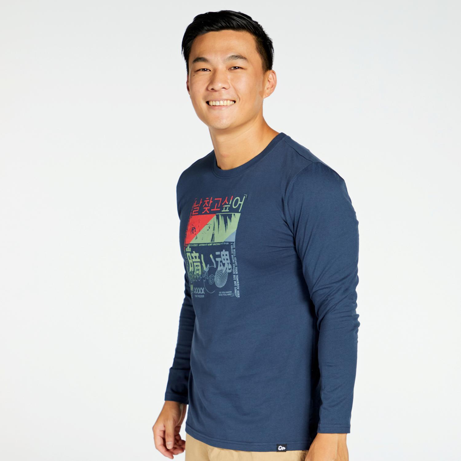 Up Stamps - Bleu Marine - T-shirt à manches longues pour hommes sports taille M