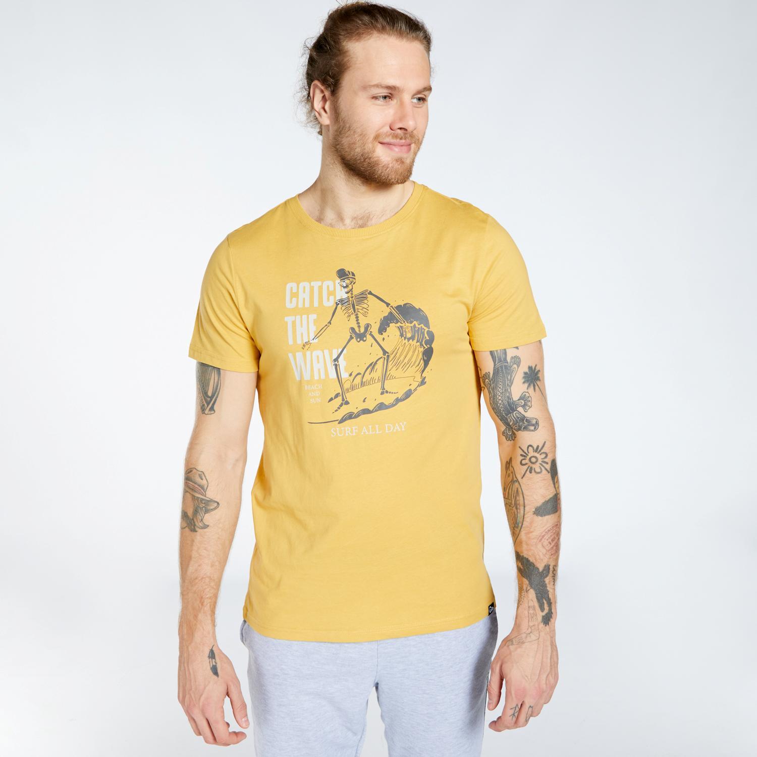Up Stamps Oker T-shirt Heren