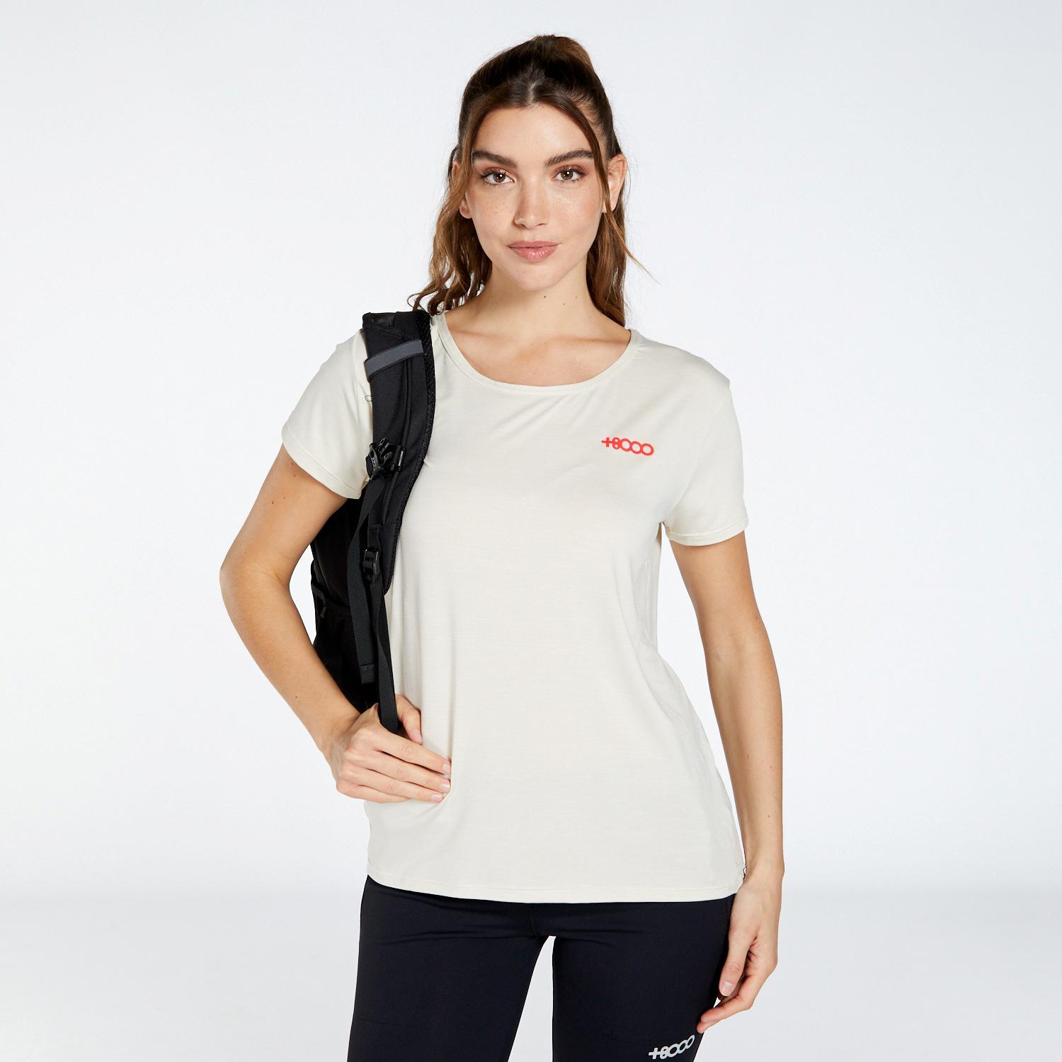 +8000 Nabla - Beige - Camiseta Trekking Mujer talla XL