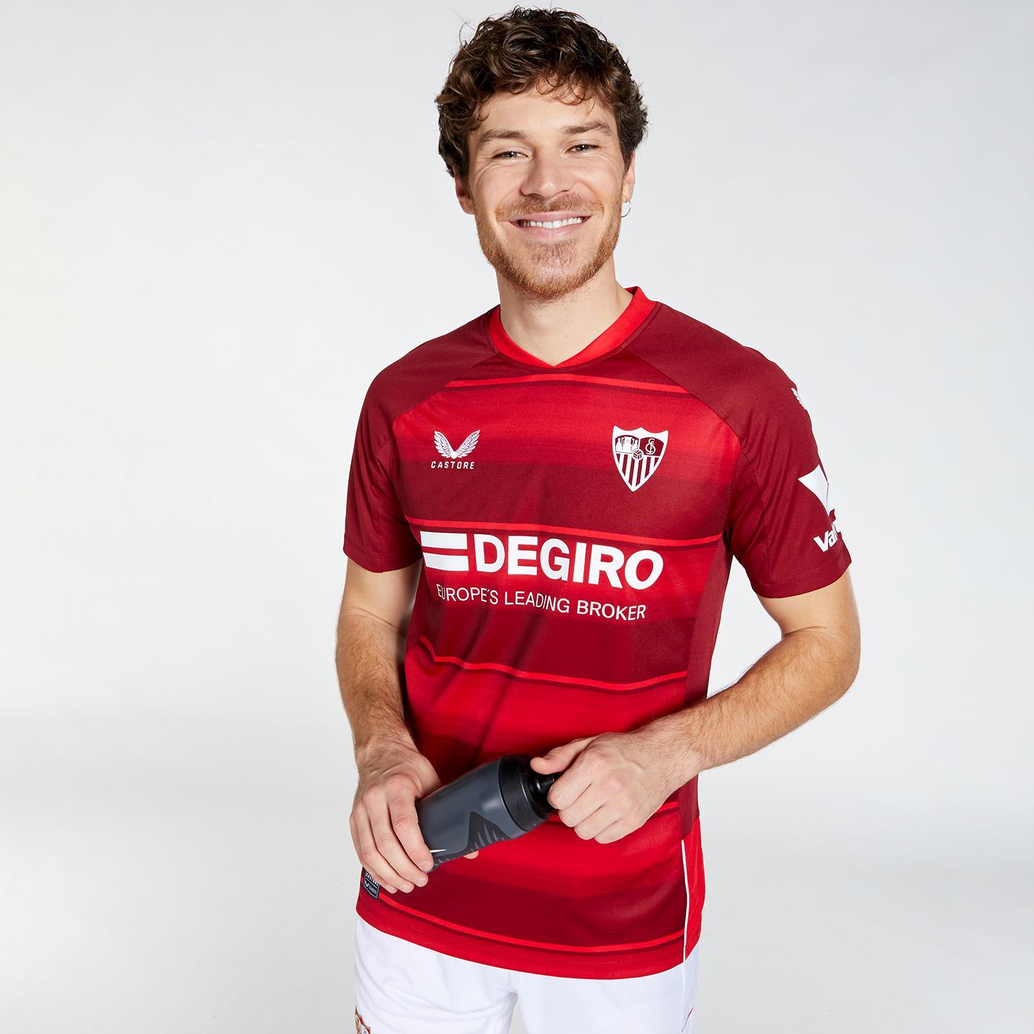 Castore Sevilla 2º Equipación 22/23 - Rojo - Camiseta Fútbol Hombre talla S