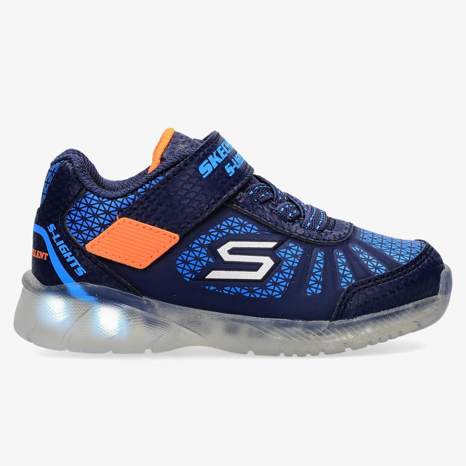Skechers S Lights Blauw Sneakers Klittenband Jongens