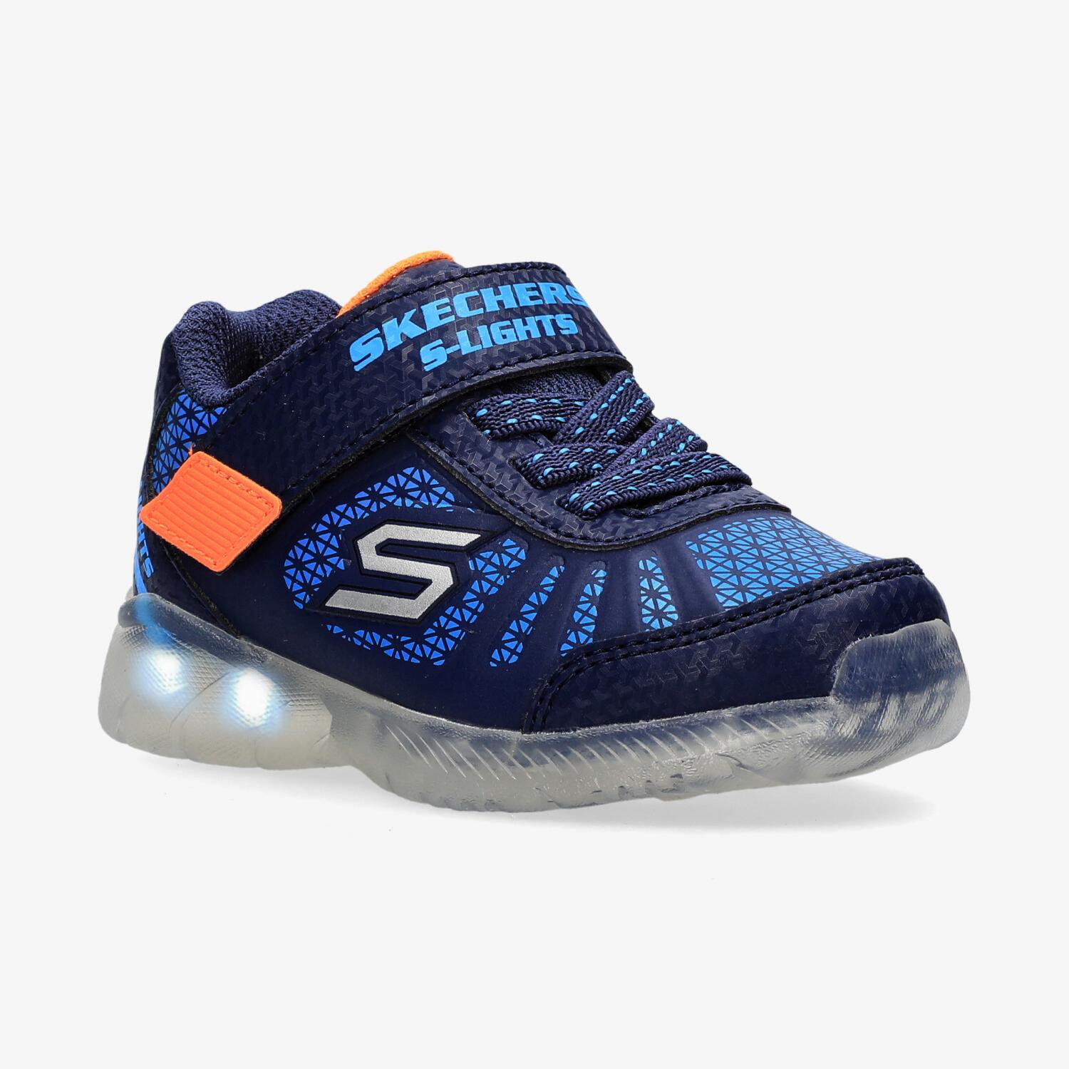 Skechers S Lights Blauw Sneakers Klittenband Jongens