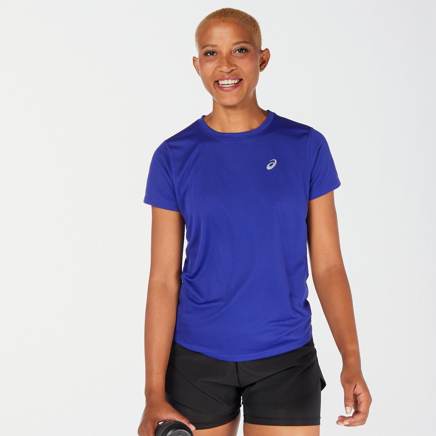 asics core - blauw - hardloop t-shirt dames maat s