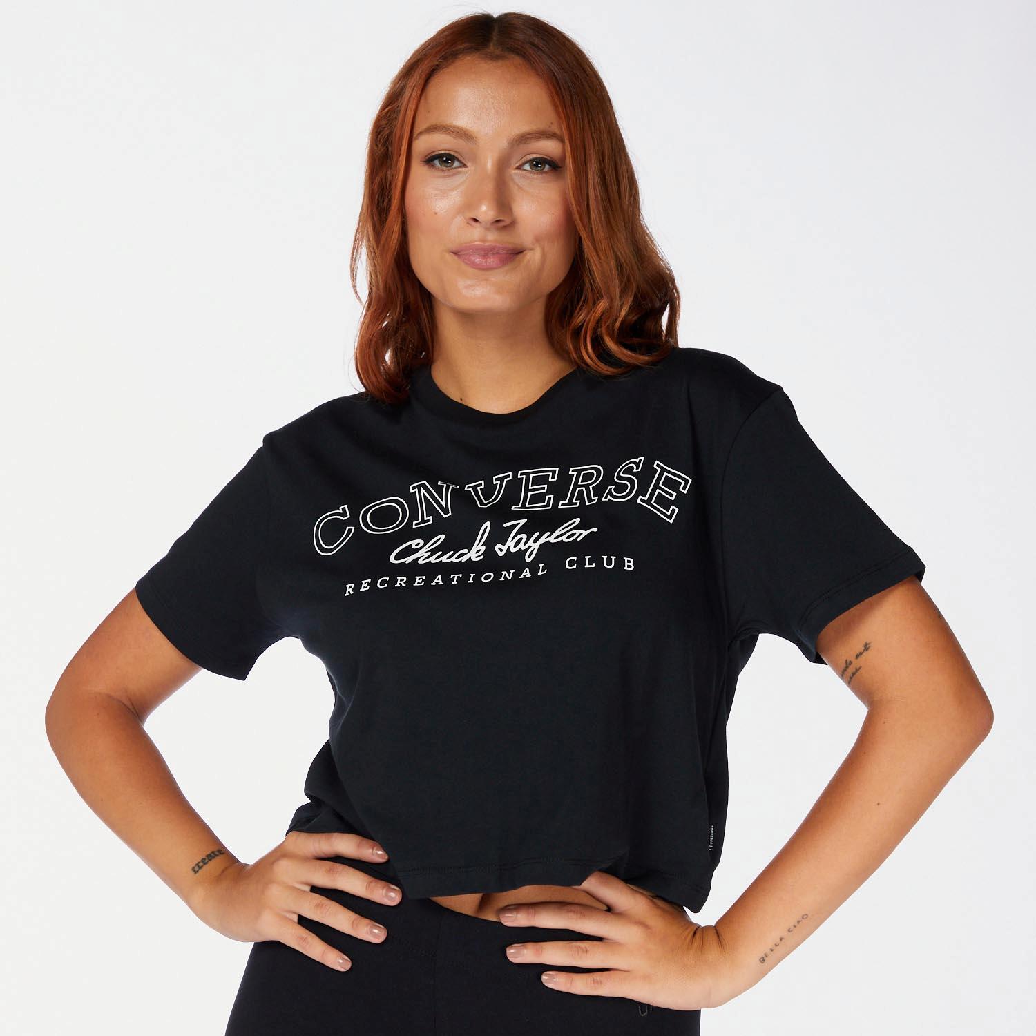 Converse Linear Zwart T-shirt Dames