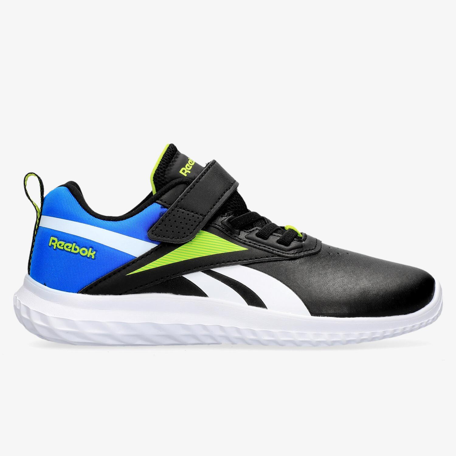 Reebok Training Rush Runner 5 hardloopschoenen zwart kobaltblauw limegroen Jongens Mesh 27.5 Sneakers