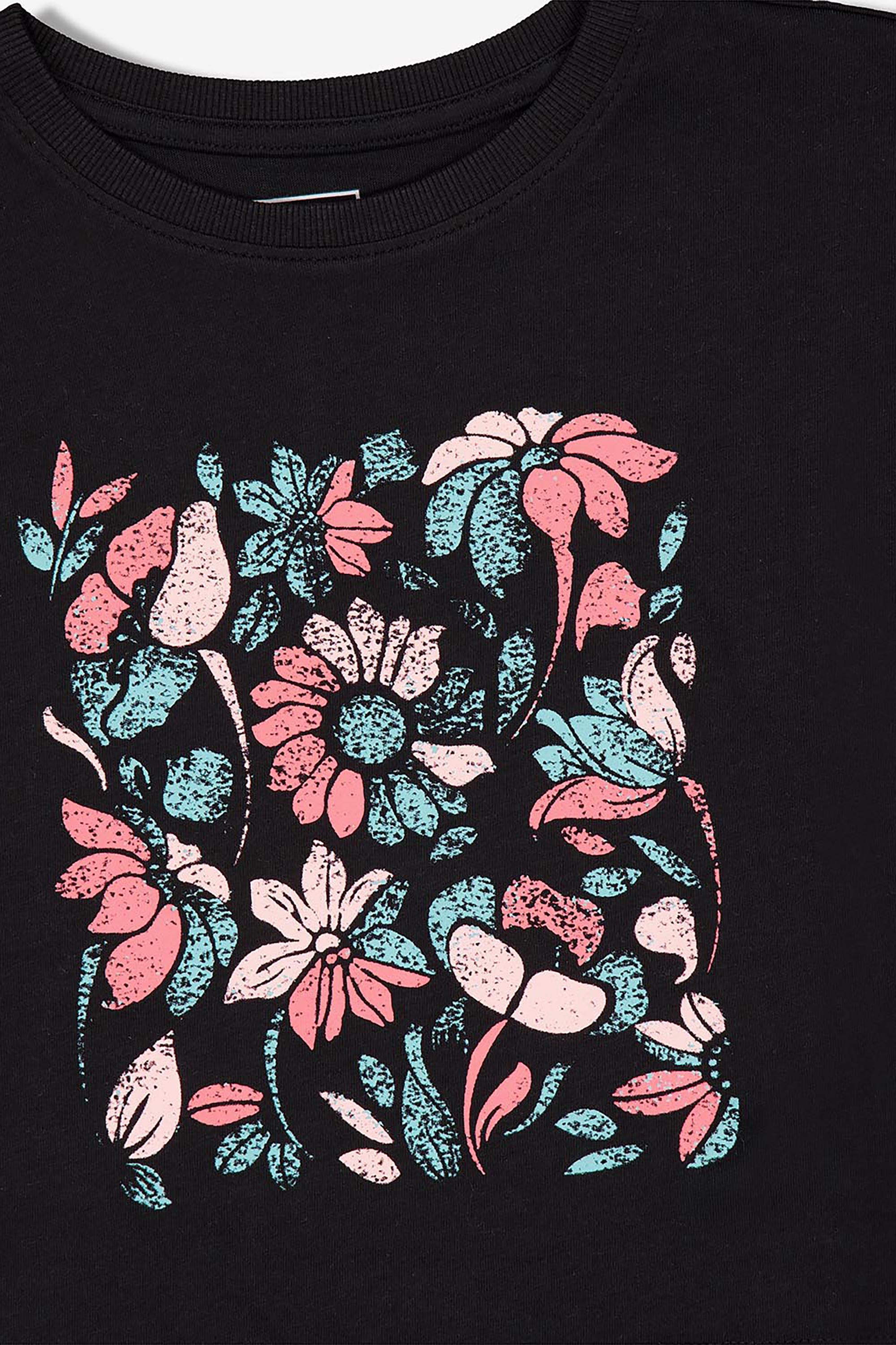Basic 2 - Negro - Camiseta Crop Niña