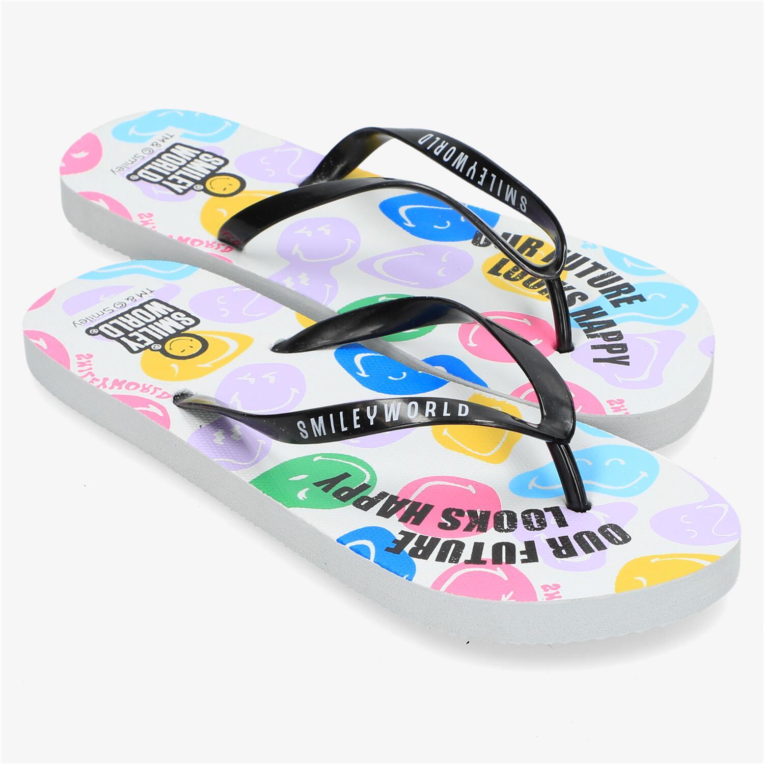 Chanclas SmileyWorld® - Negro - Chanclas Playa Dedo Mujer talla 39