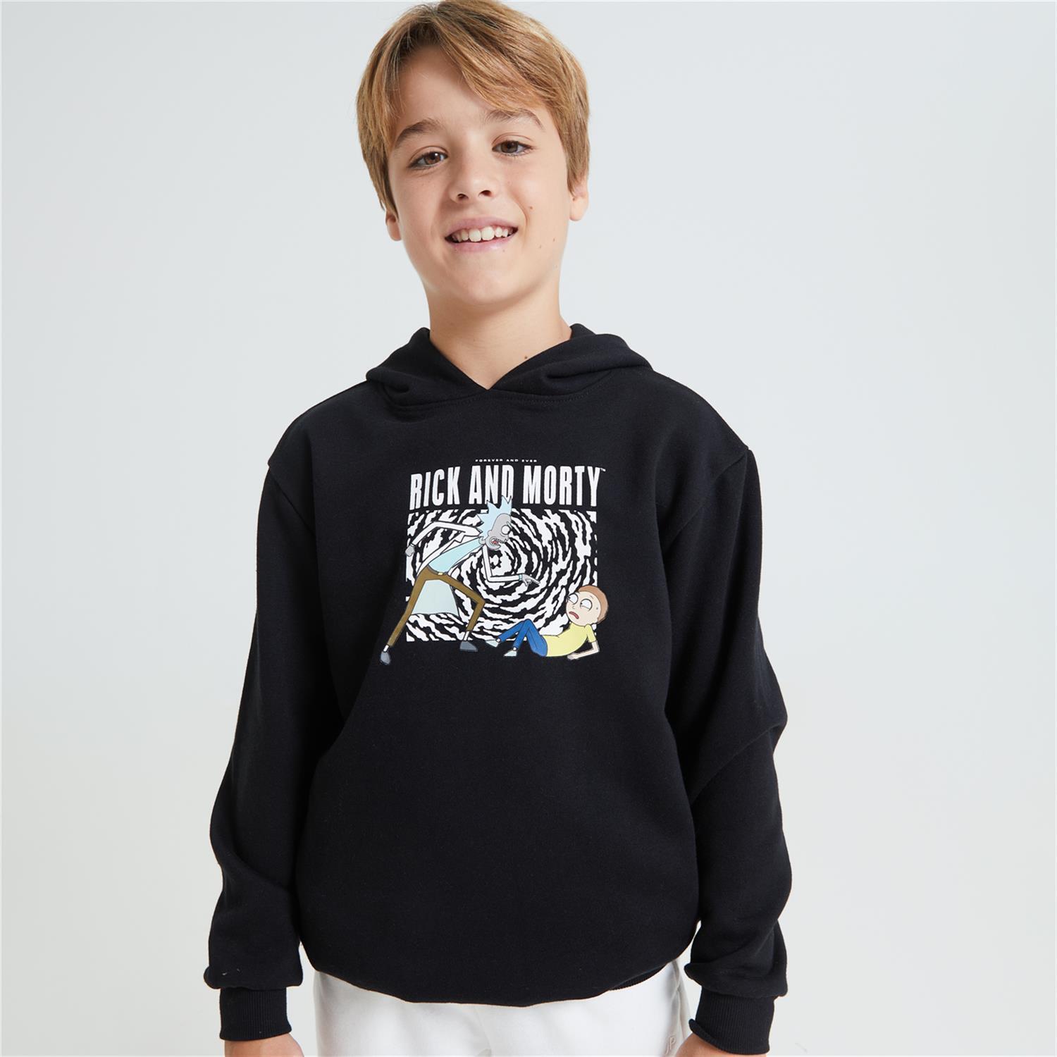 Sudadera Rick & Morty - Negro - Sudadera Capucha Niño talla 16