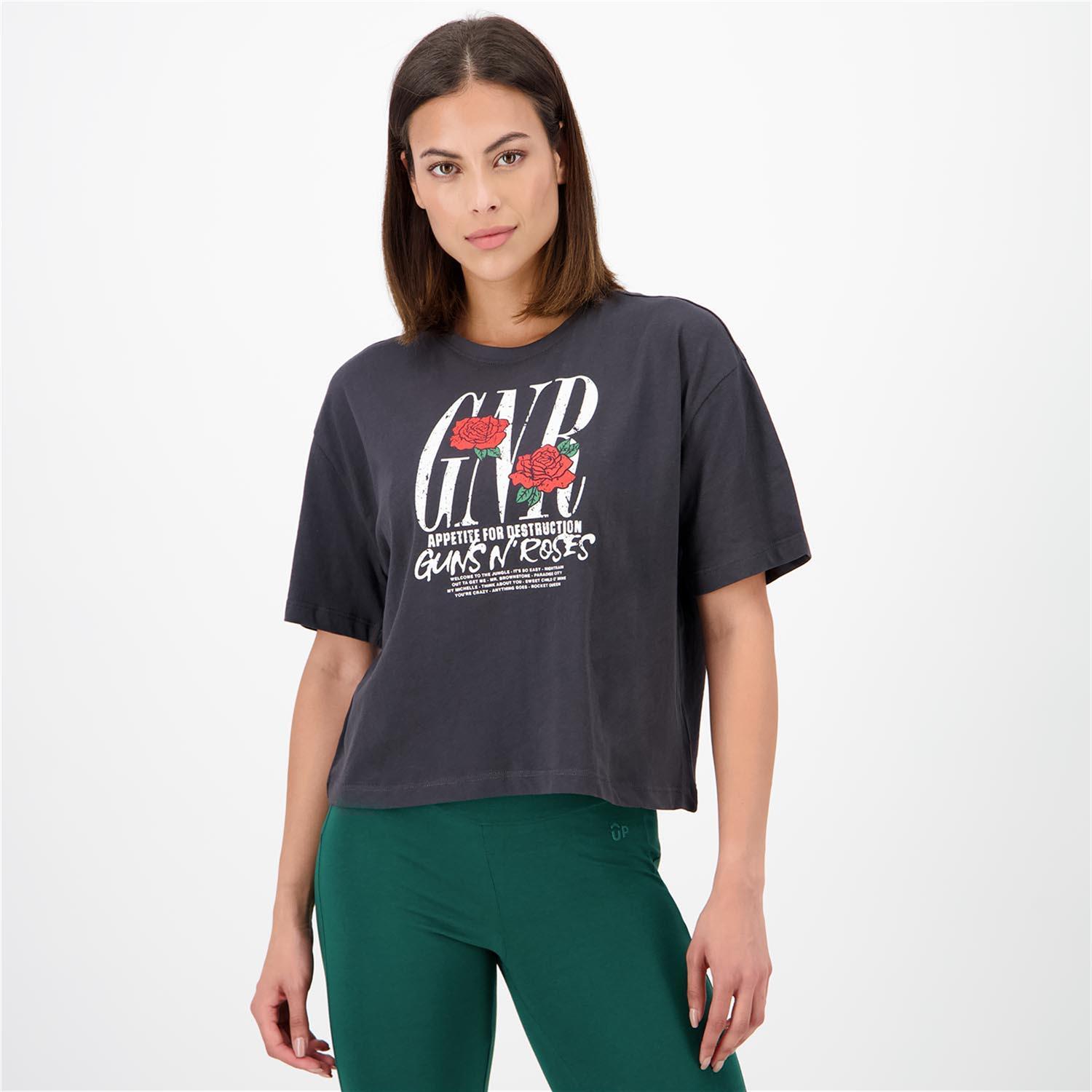 Camiseta Guns N' Roses - Gris - Camiseta Boxy Mujer talla