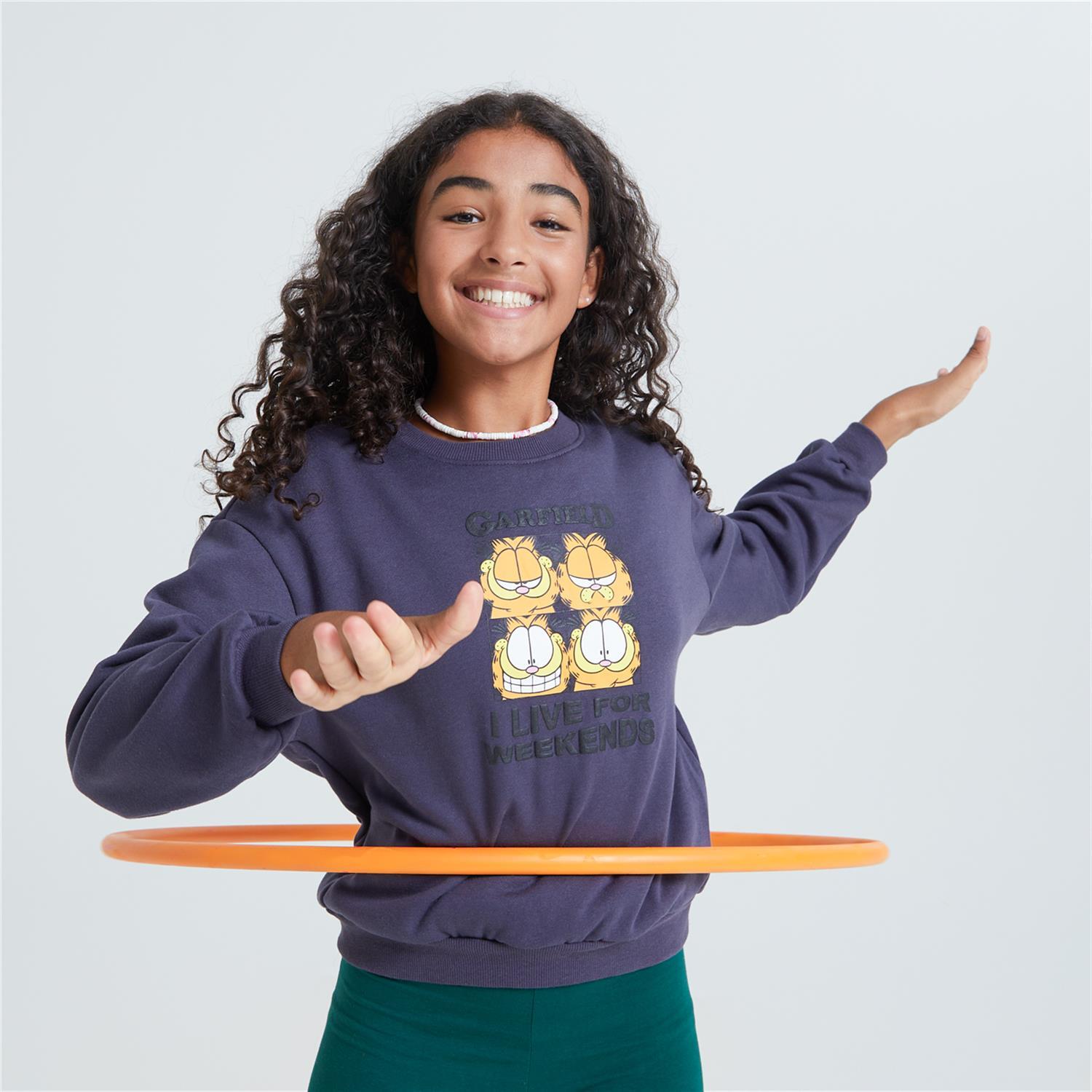 Sudadera Garfield - Blanco - Sudadera Niña talla 16