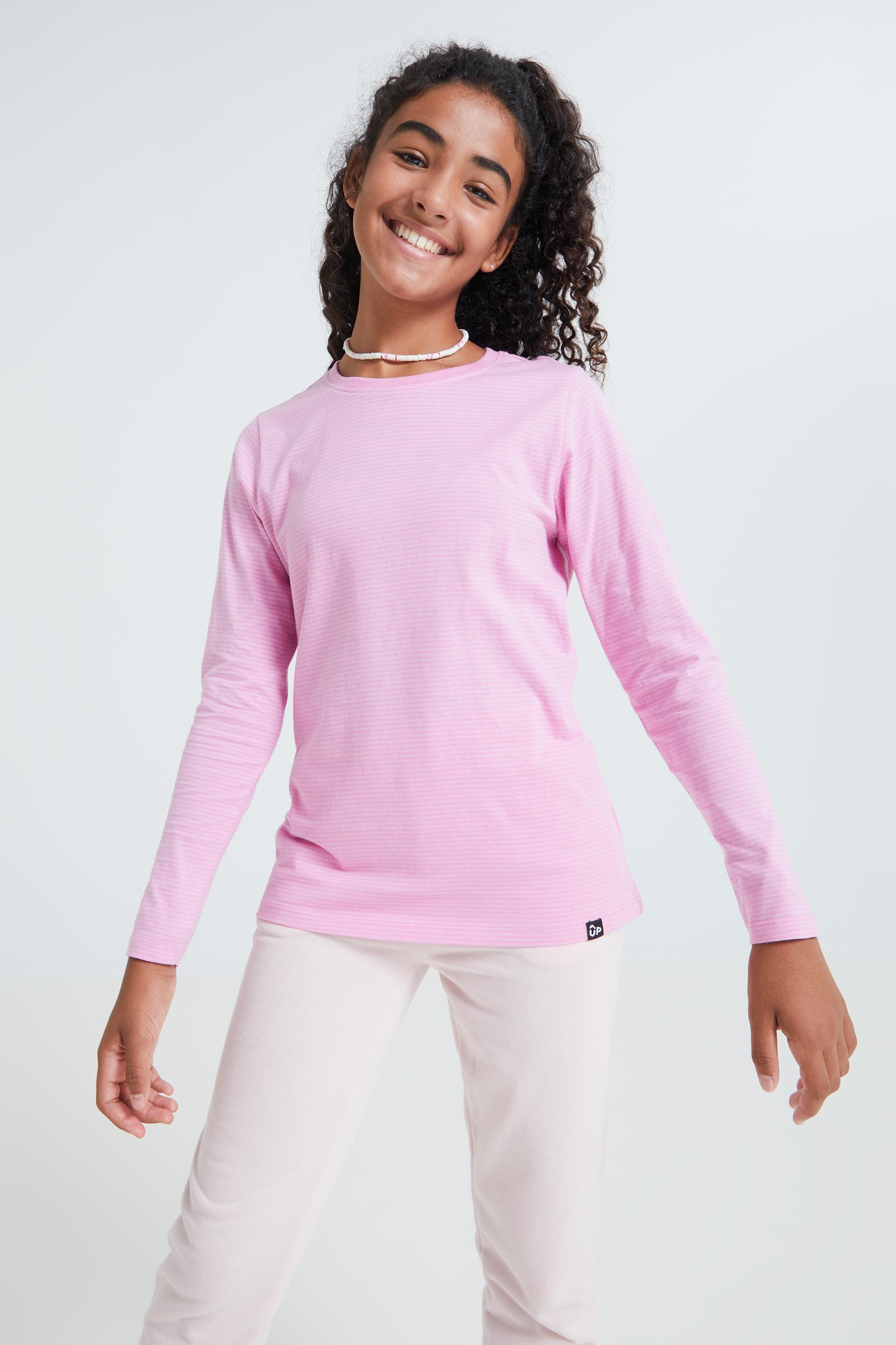 Camiseta Manga Larga Up - Rosa - Camiseta Algodón Mujer