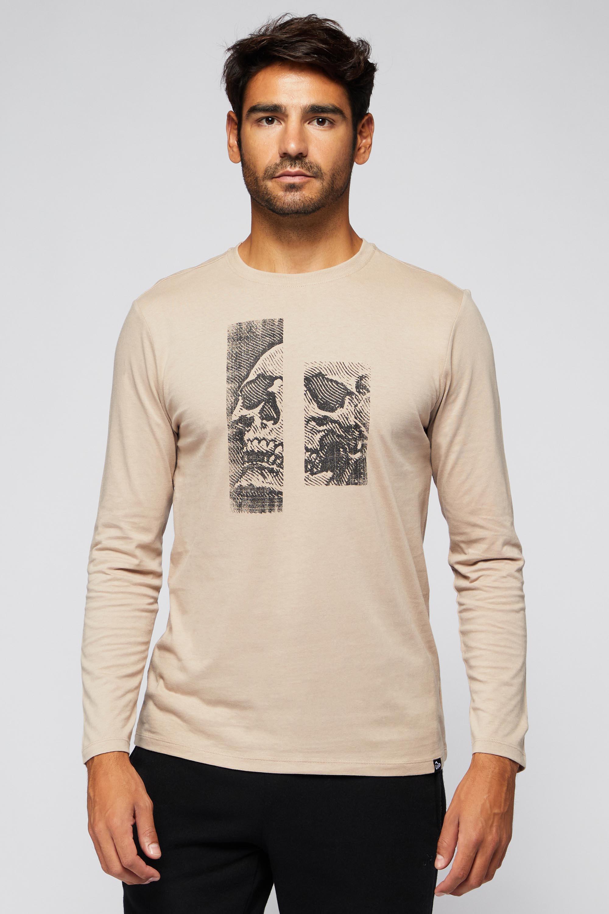Stamps - Taupe - Camiseta Manga Larga Hombre talla