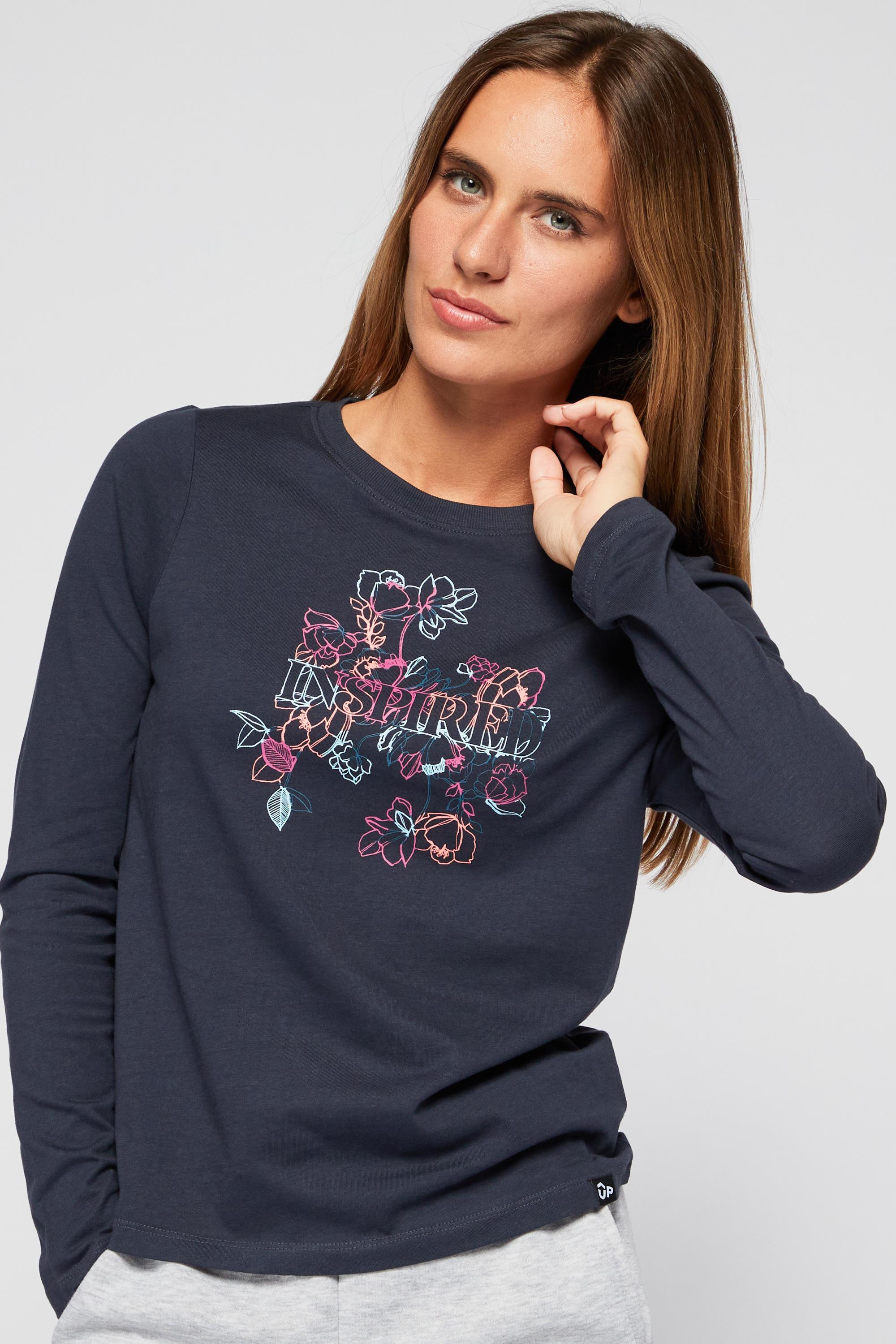 Stamps - Gris - Camiseta Manga Larga Mujer talla