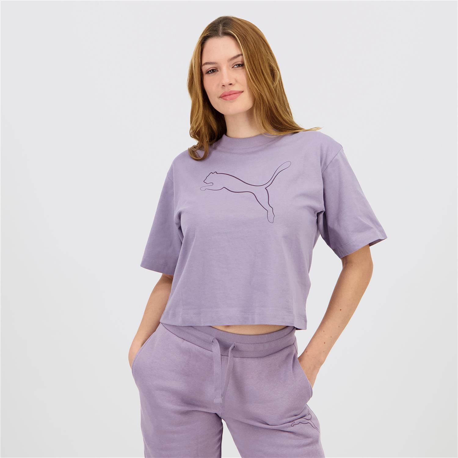Camiseta Puma - Morado - Camiseta Algodón Mujer talla XS