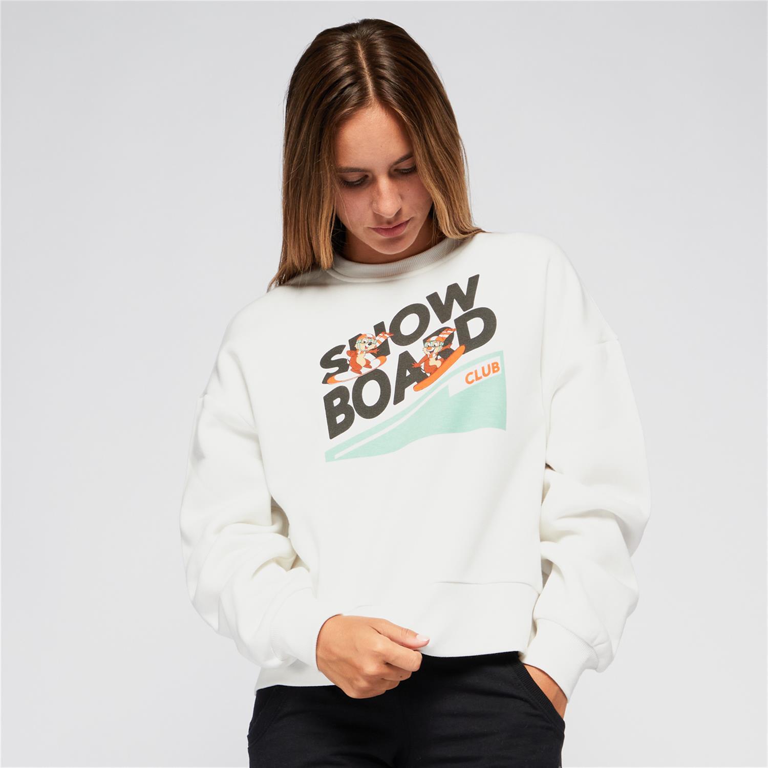 Sudadera Crop Chip & Chop - Blanco - Sudadera Mujer talla L