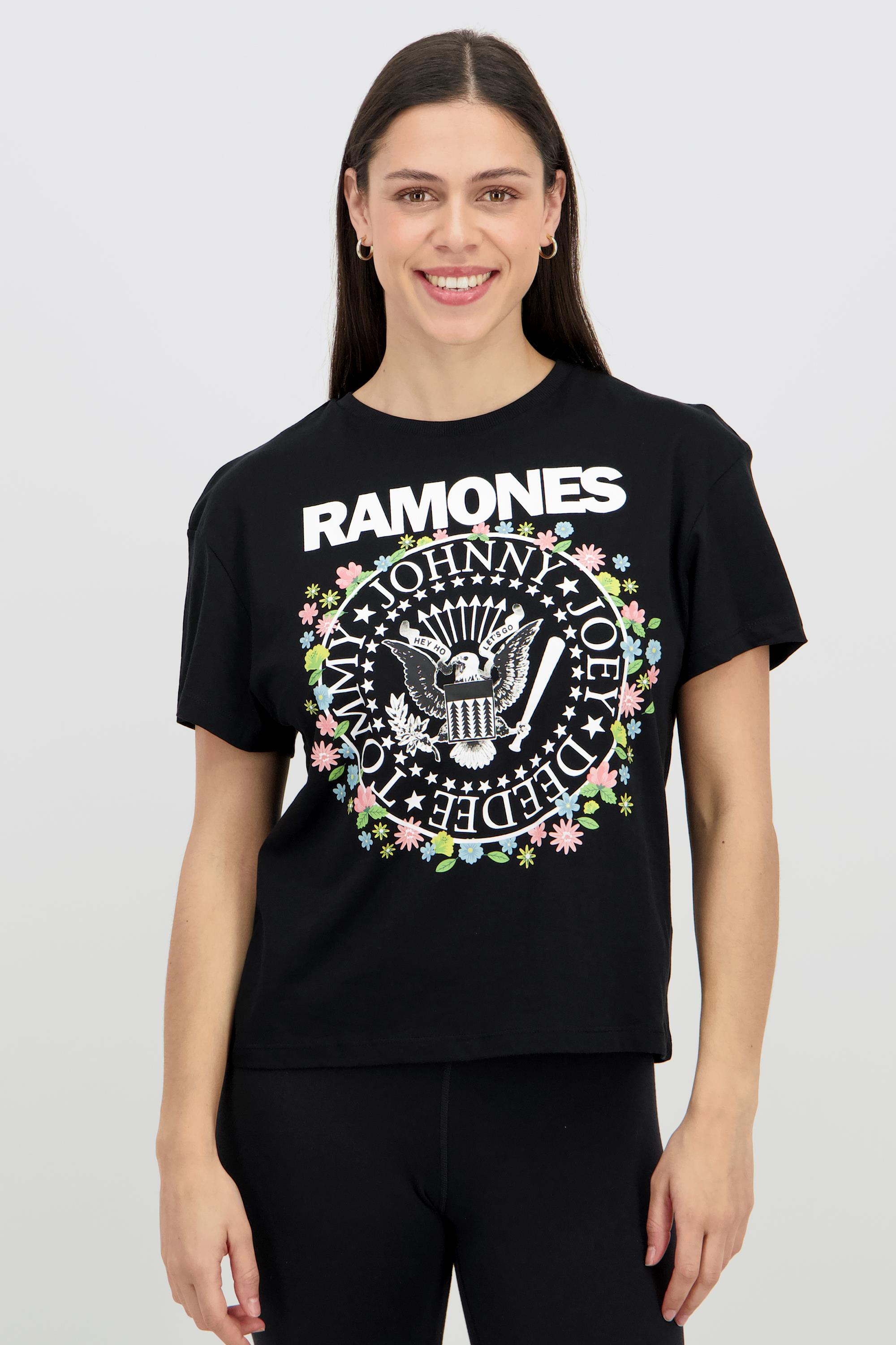 Camiseta Ramones - Negro - Manga Corta Mujer talla L