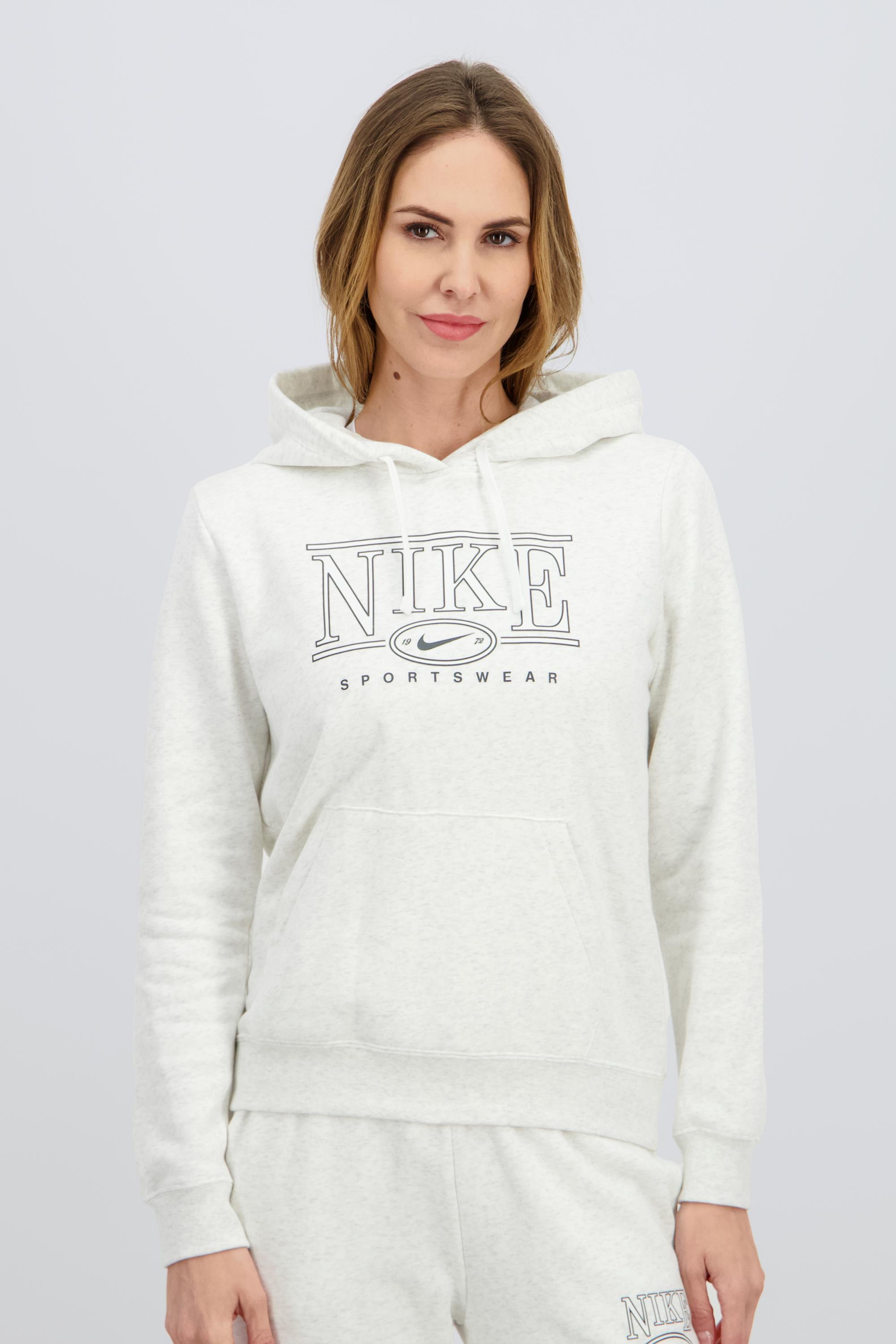 Nike Club Flc - Blanco - Sudadera Capucha Mujer talla XS