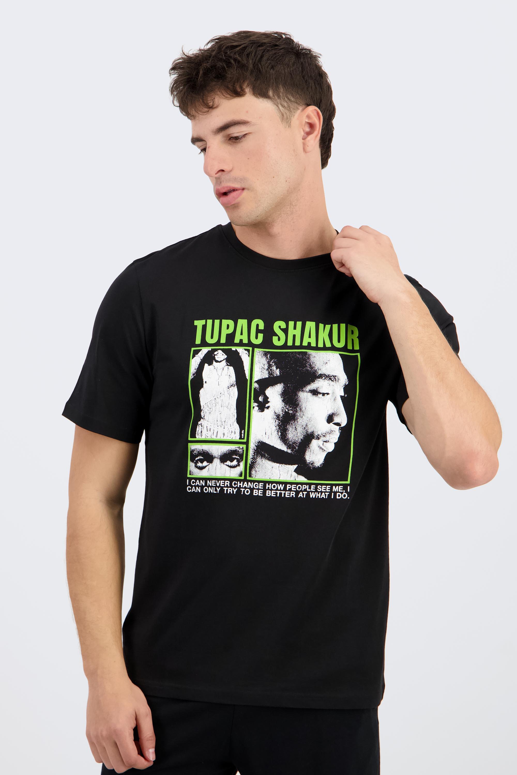 Camiseta Tupac Shakur Negro Algodón Hombre Sprinter