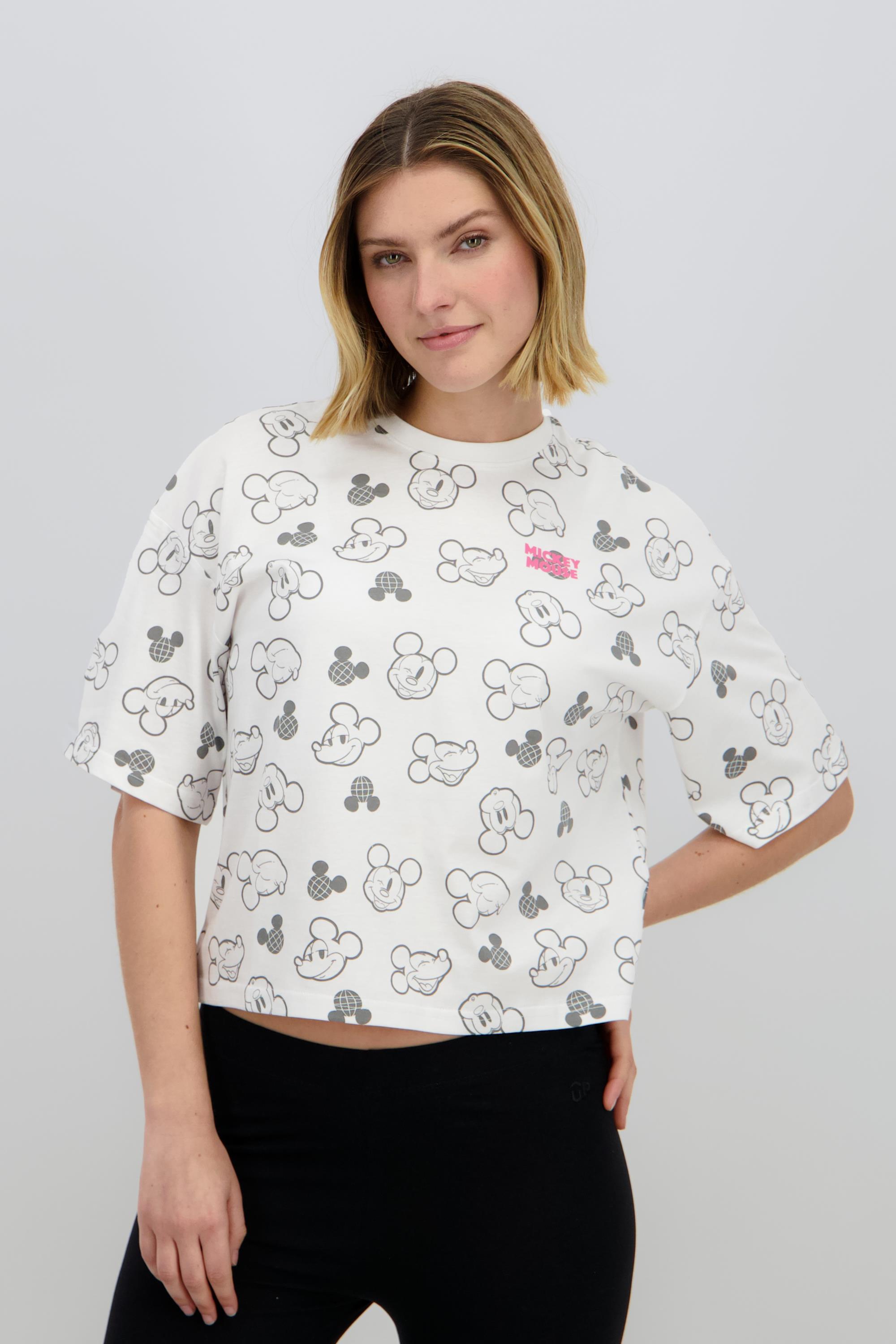 Camiseta Mickey - Blanco - Camiseta Boxy Mujer Disney talla